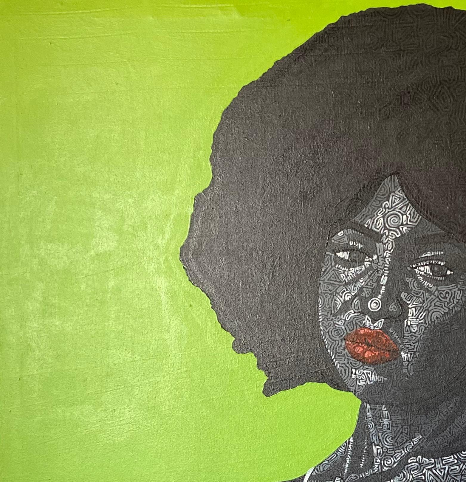 Peace Within - 21e siècle, contemporain, figuratif, moderne, amour, mode - Painting de Ajenifuja Abiodun