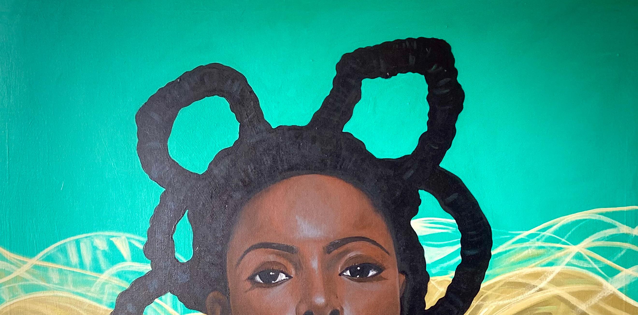 Self Adorable -21. Jahrhundert, Zeitgenössisch, Figurative Mode, Afrika Frau Haar – Painting von Ajenifuja Abiodun