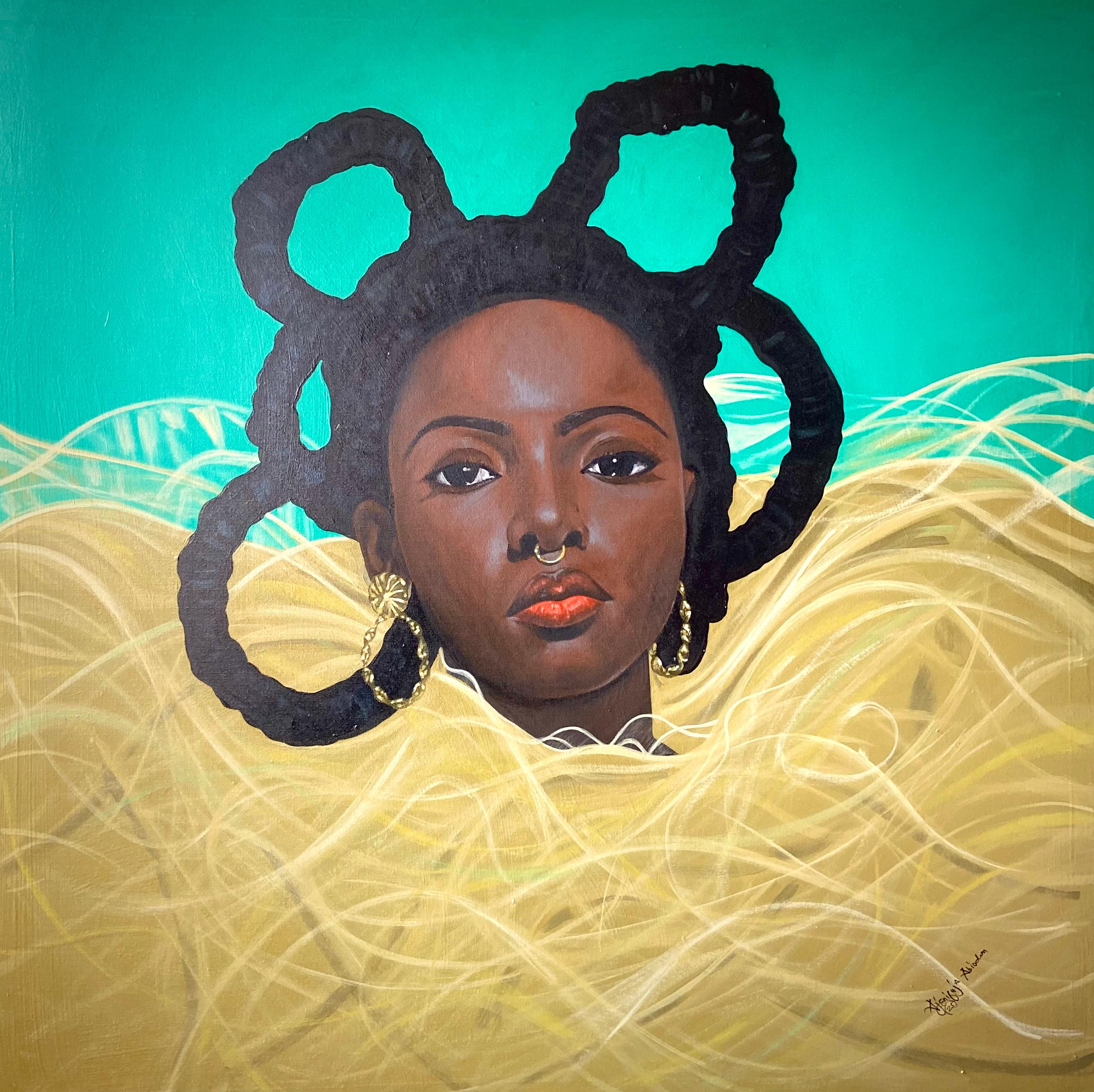 Self Adorable -21. Jahrhundert, Zeitgenössisch, Figurative Mode, Afrika Frau Haar