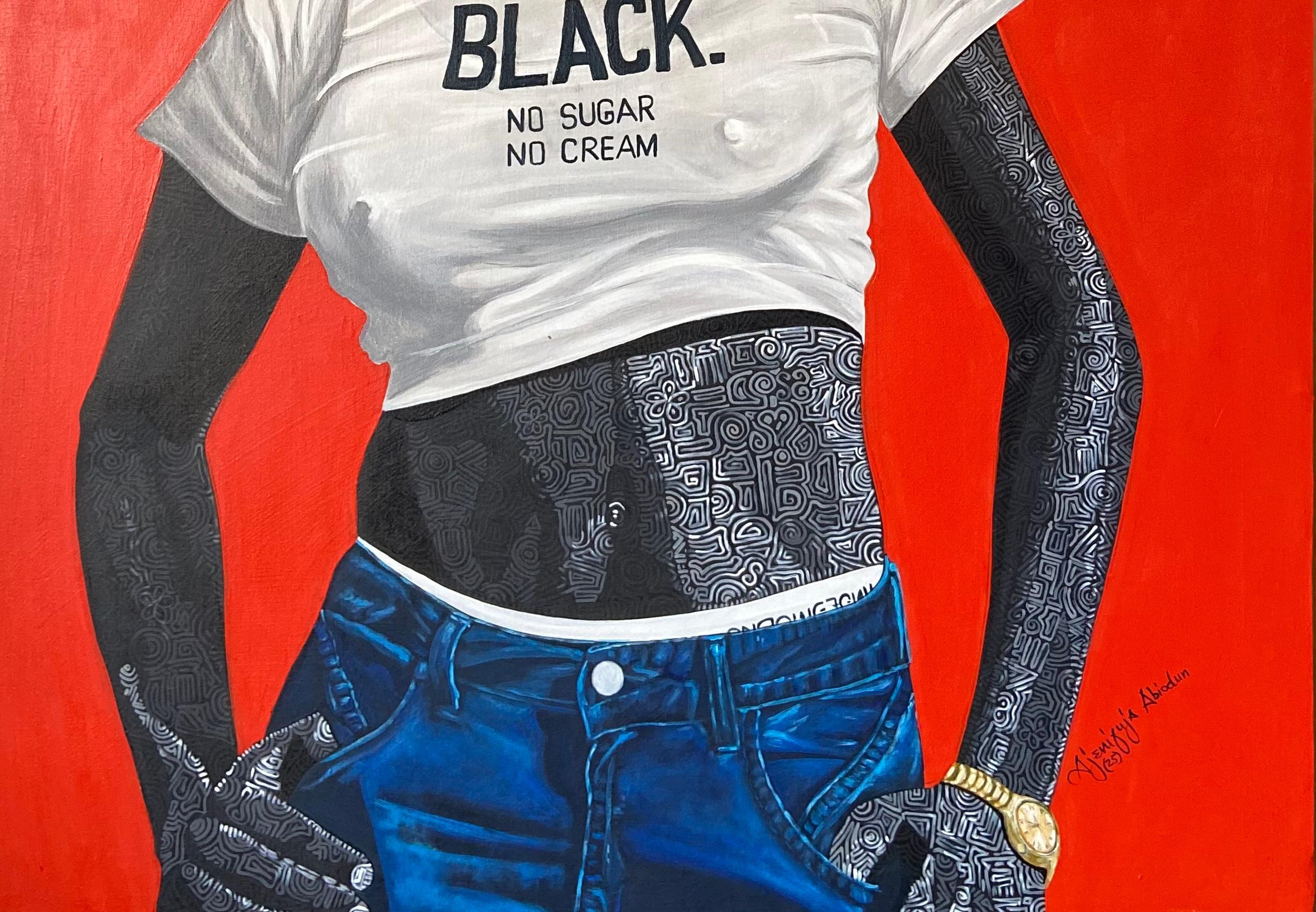 Sweet Sixteen - 21. Jahrhundert, Zeitgenössisch, Figurative Moderne, Afrika Frau Haar (Rot), Portrait Painting, von Ajenifuja Abiodun