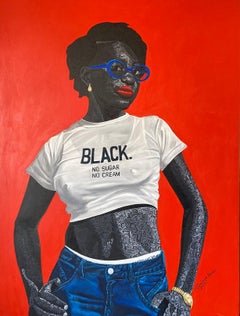 Sweet Sixteen - 21. Jahrhundert, Zeitgenössisch, Figurative Moderne, Afrika Frau Haar