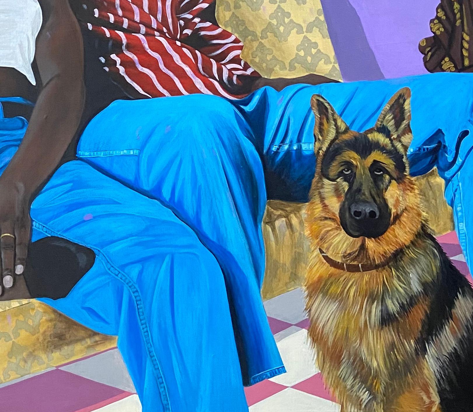 Le Tolérant - 21ème siècle, Contemporain, Figuratif, Moderne, Chien, Couple, Chat en vente 1