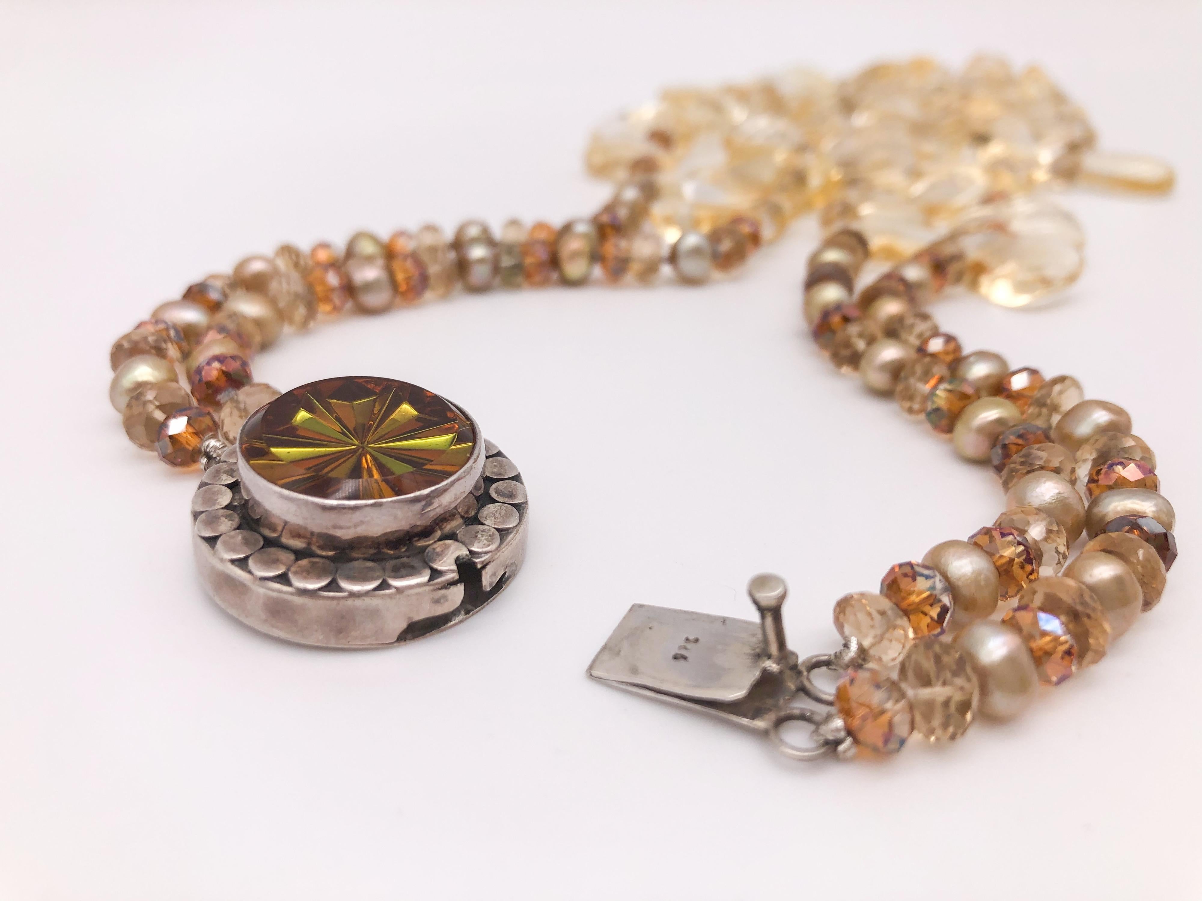 A.Jeschel 2 strand Citrine and Pearl necklace.  For Sale 4