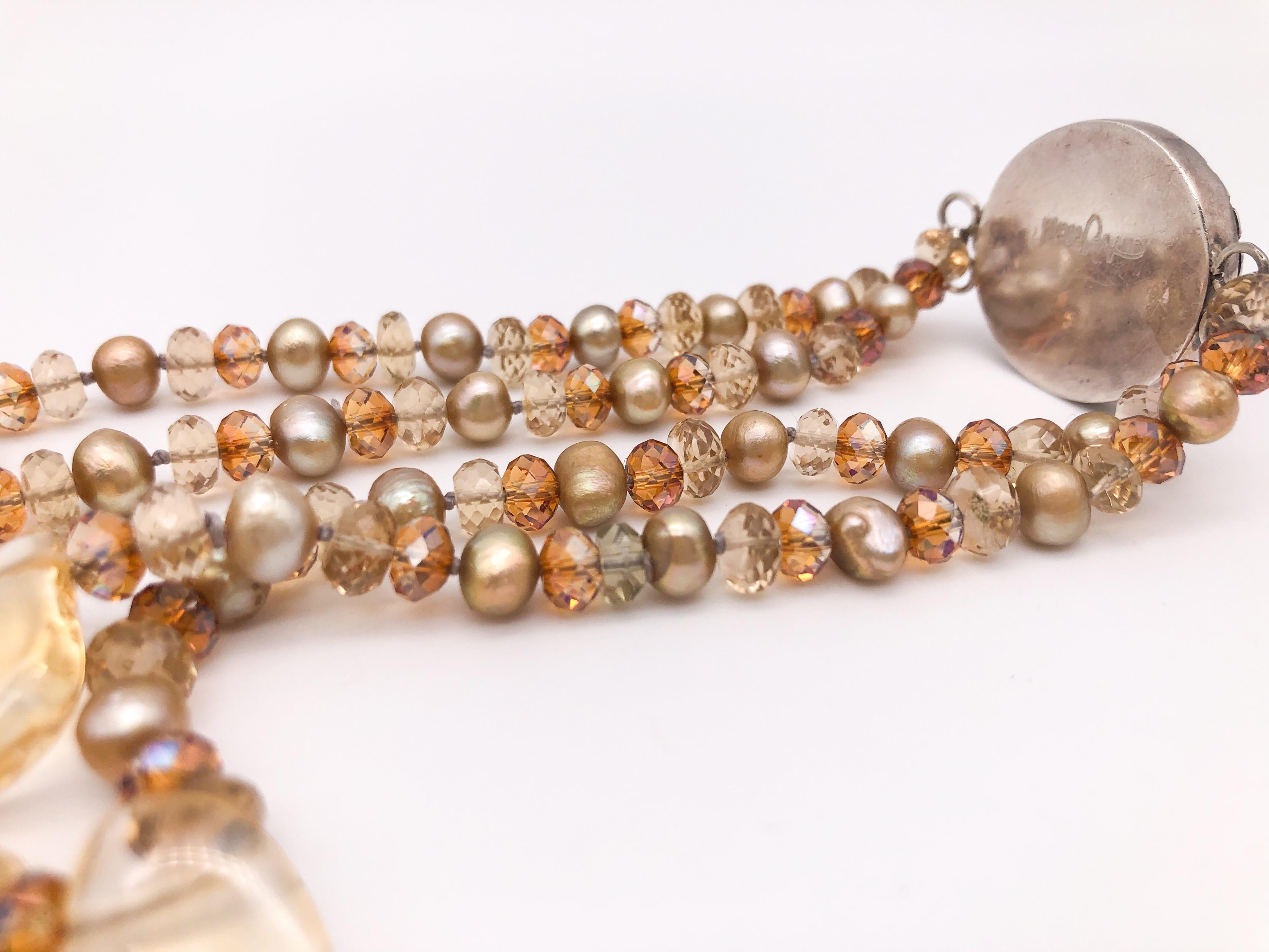 A.Jeschel, collier de 2 brins de citrine et de perles. en vente 5