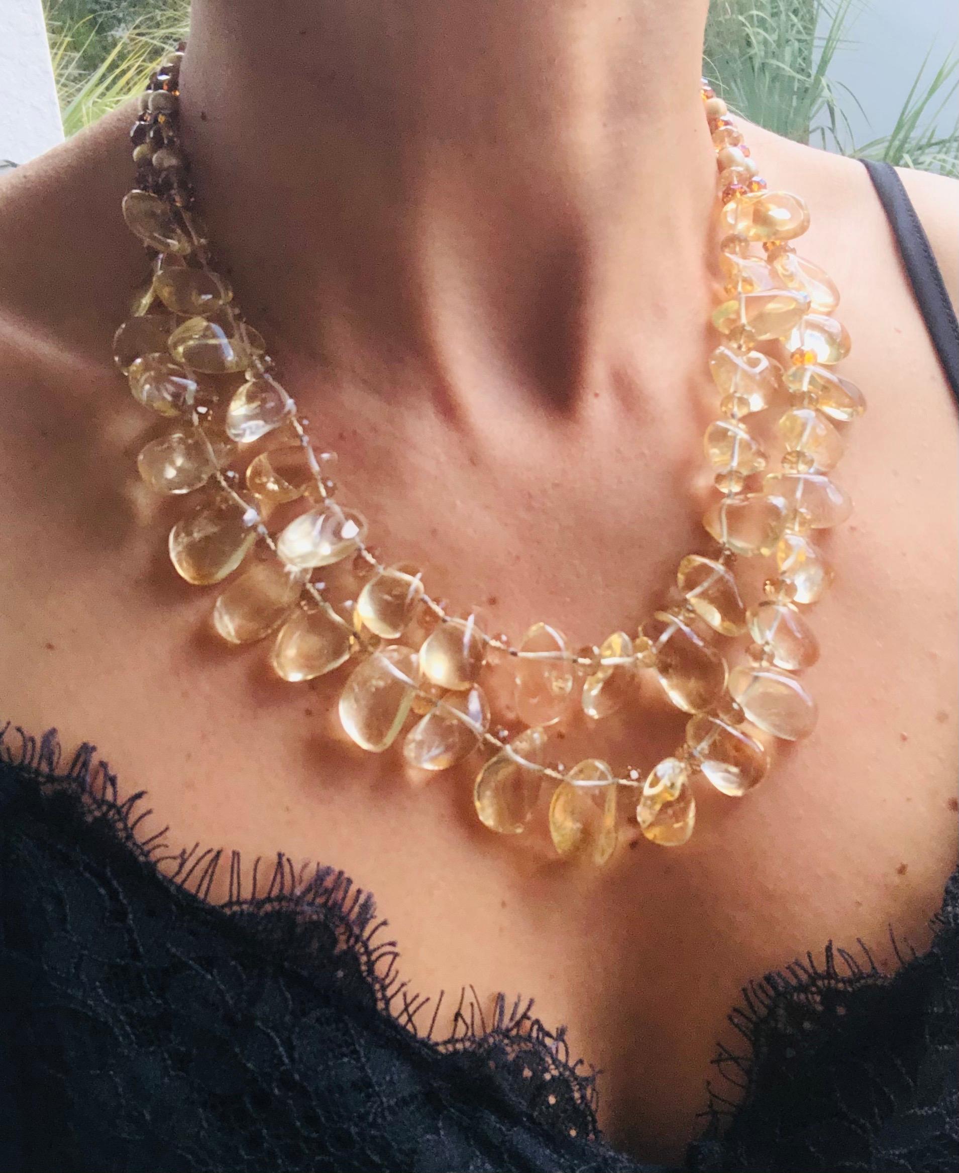 A.Jeschel 2 strand Citrine and Pearl necklace.  For Sale 1