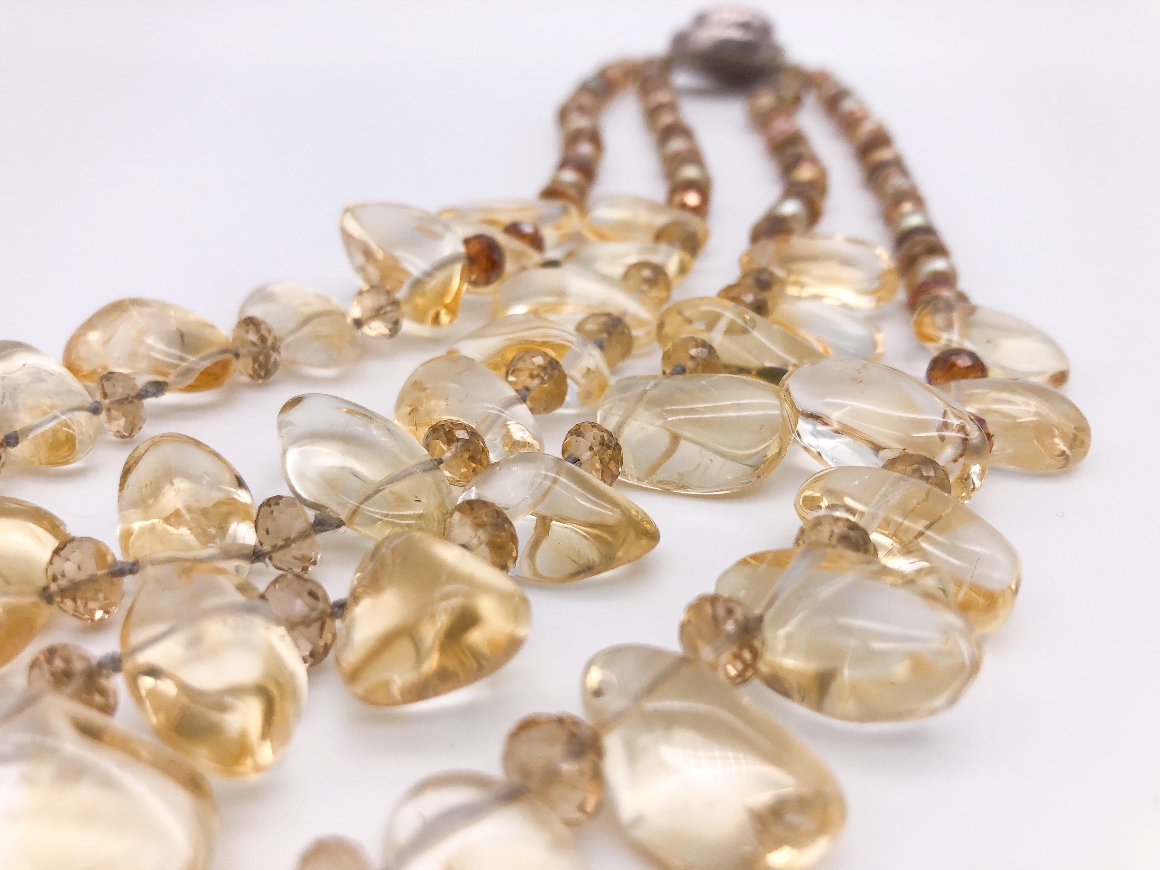 A.Jeschel 2 strand Citrine and Pearl necklace.  For Sale 2