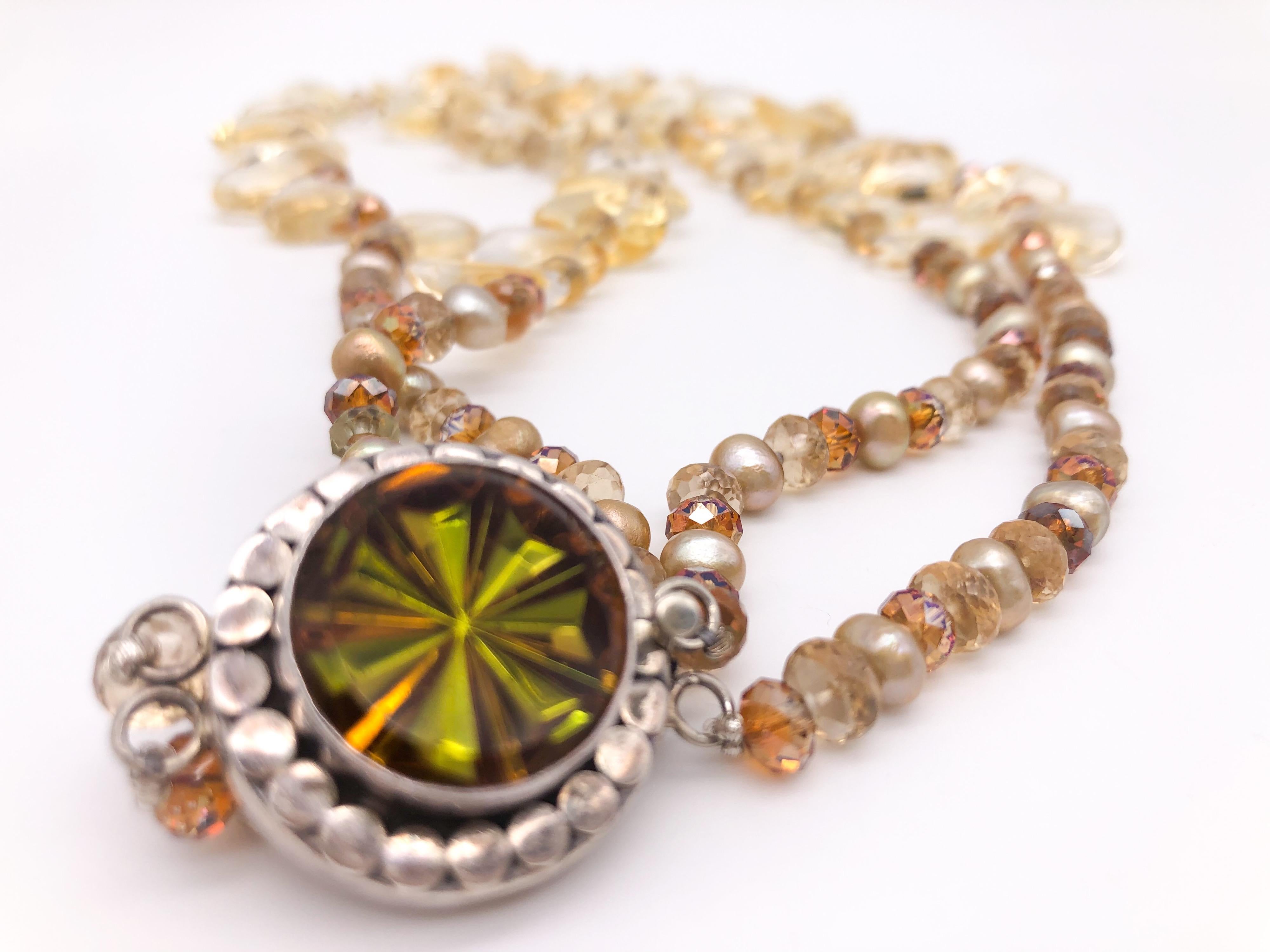 A.Jeschel, collier de 2 brins de citrine et de perles. en vente 3