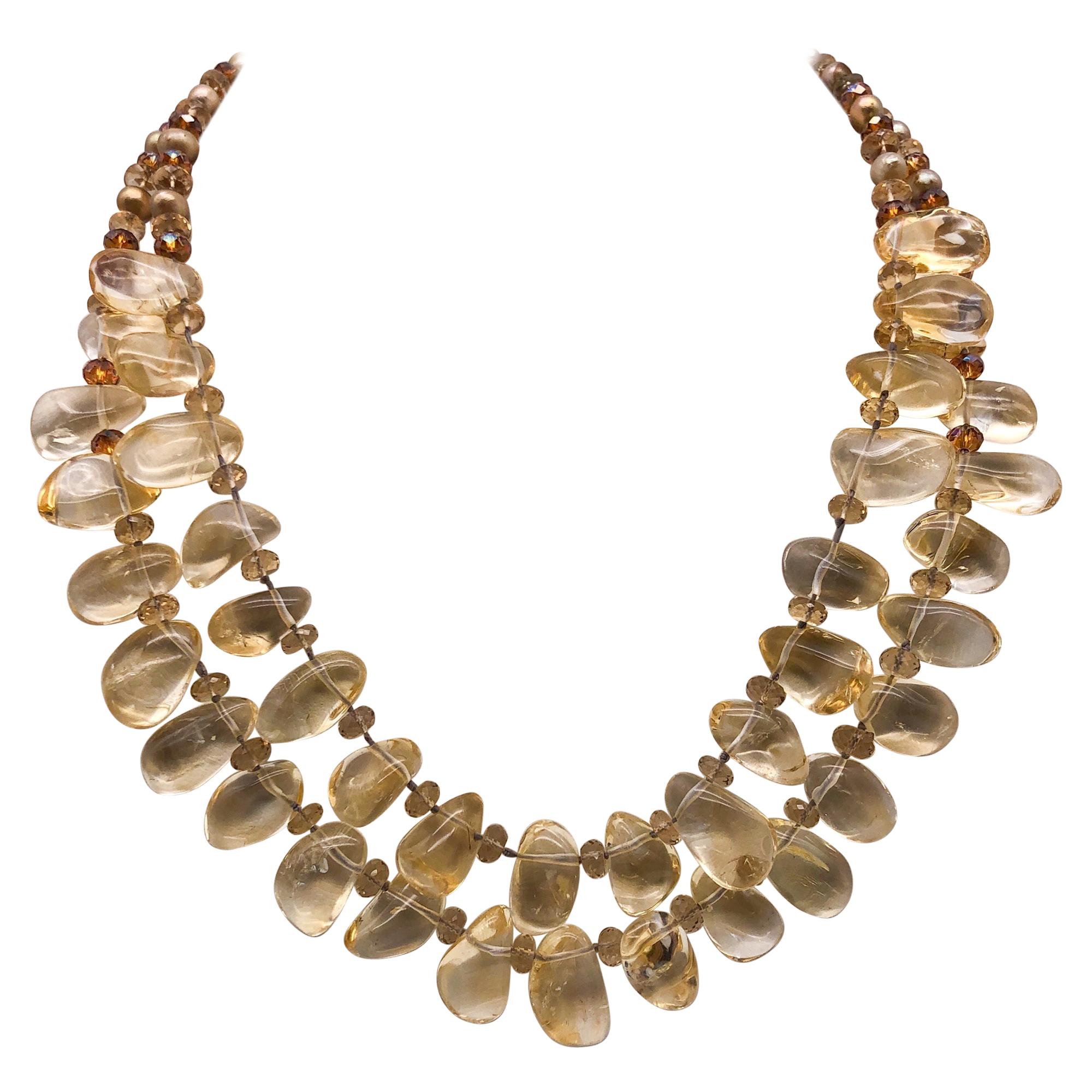 A.Jeschel 2 strand Citrine and Pearl necklace.  For Sale