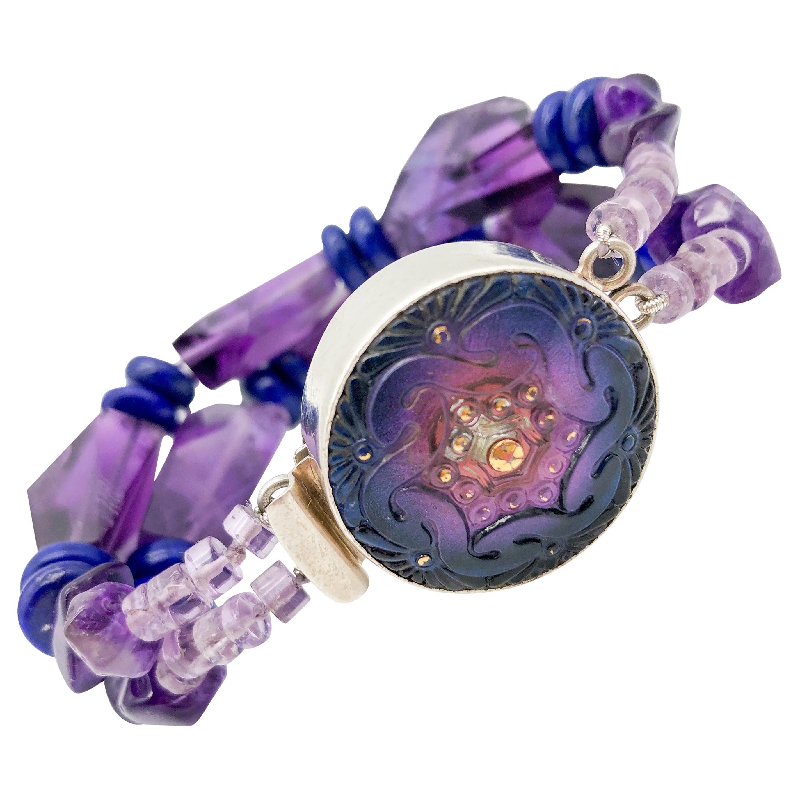 jewelry - berserk - Floral Charm Amethyst Bracelet