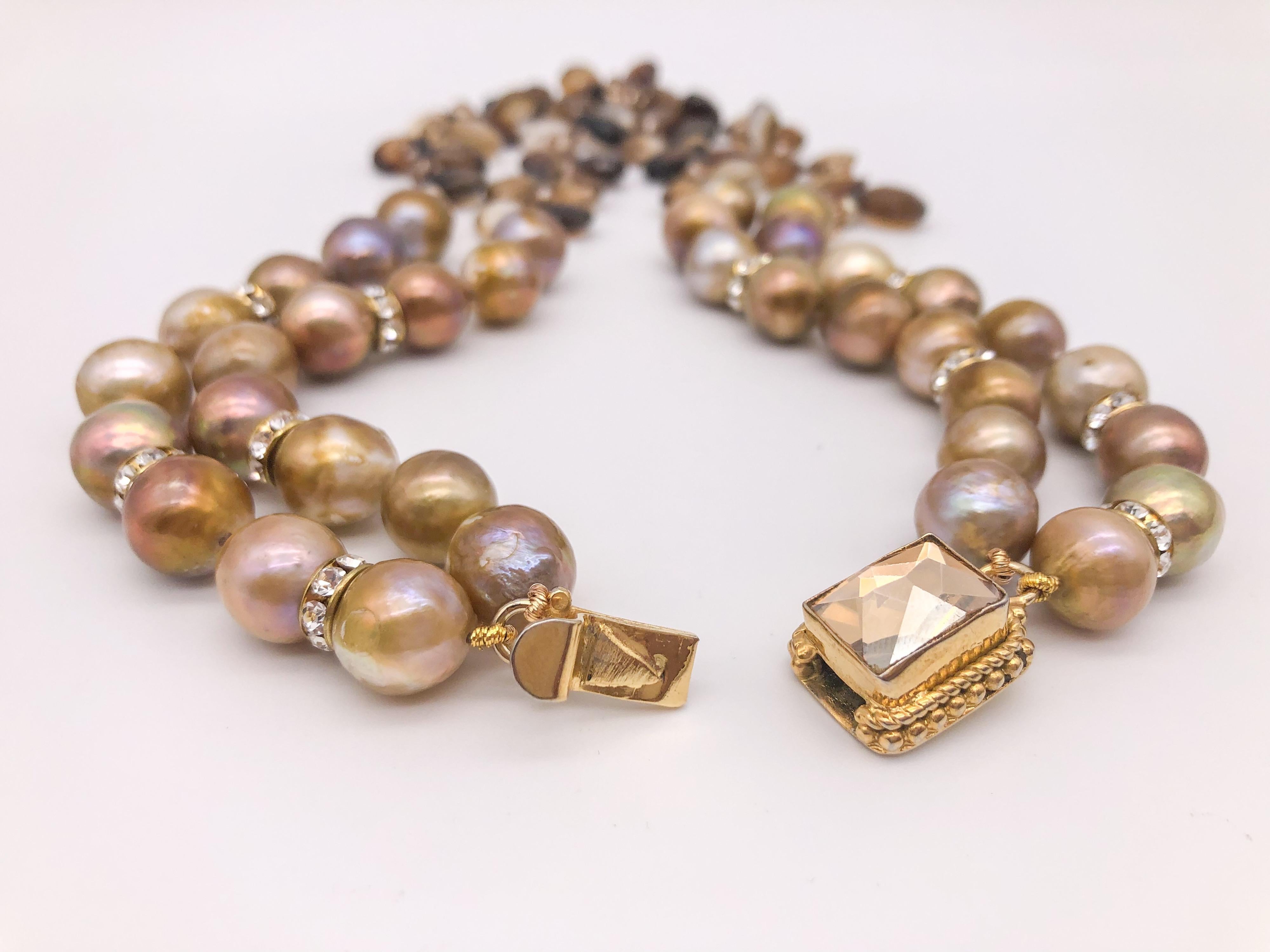 Collier A.Jeschel à 2 rangs en sardonyx facetté et perles d'or naturelles. en vente 5