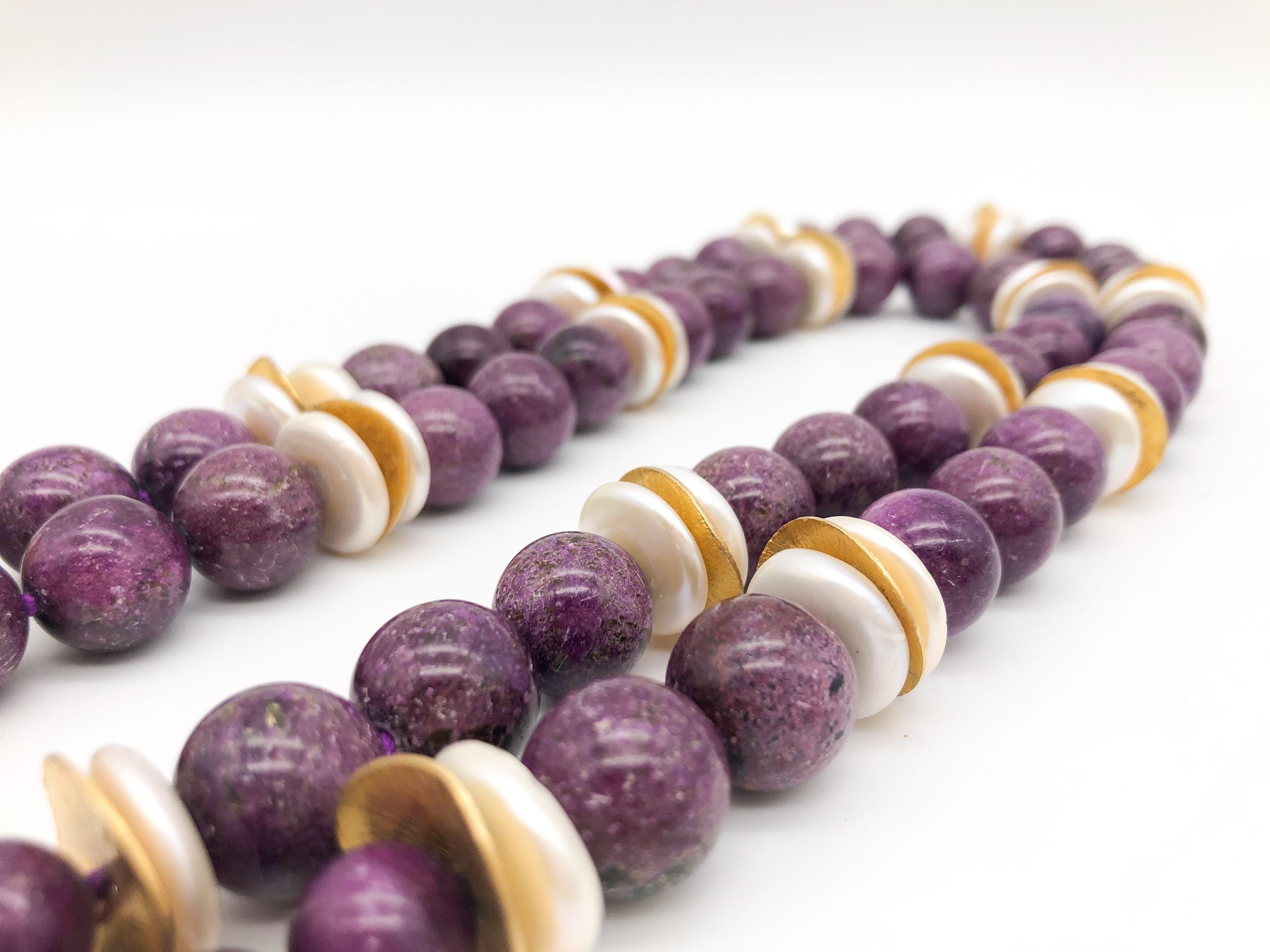 A.Jeschel 2 strand Stitchtite and coin Pearl necklace In New Condition For Sale In Miami, FL