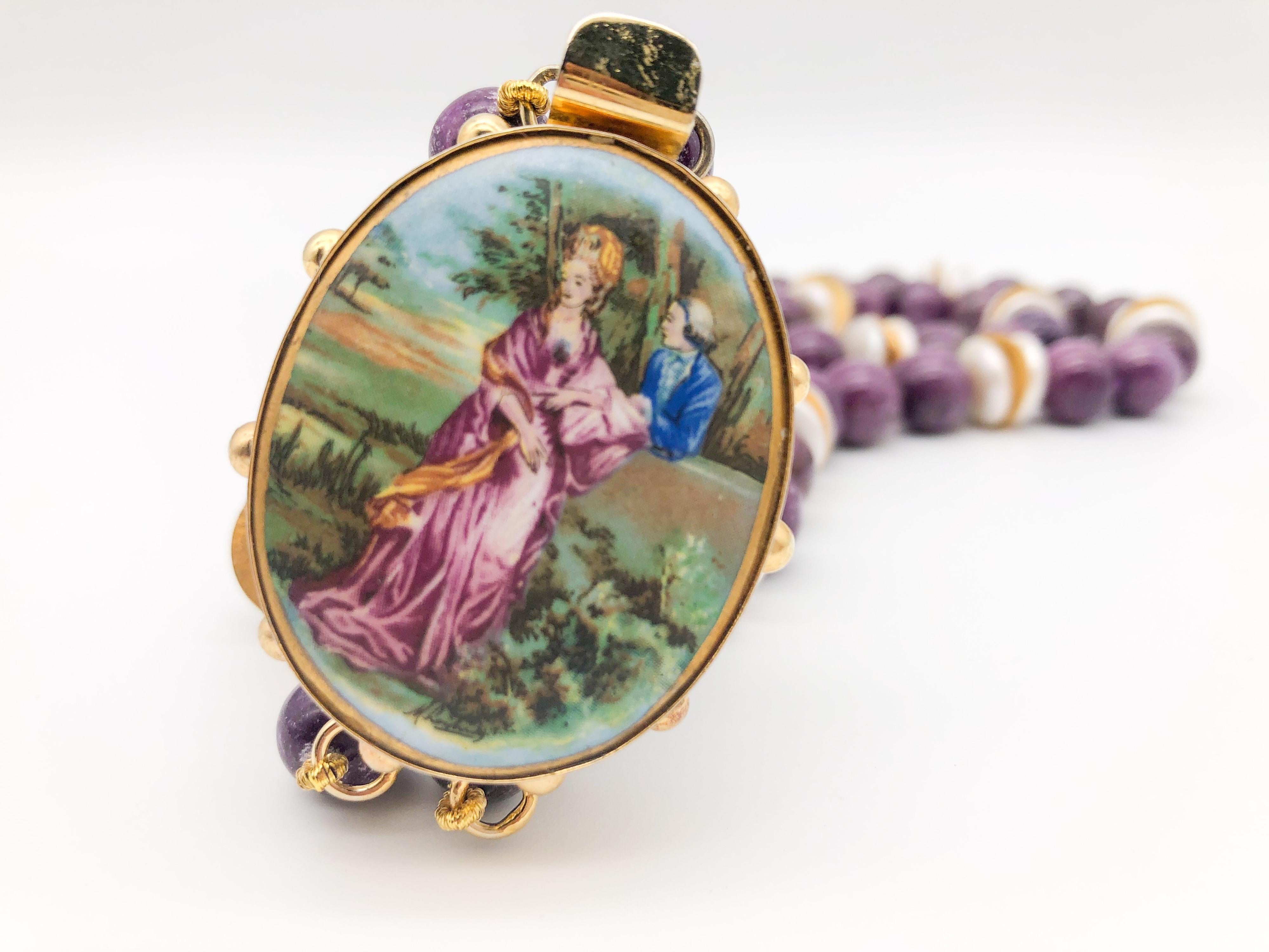 A.Jeschel Collana a 2 fili di stitchtite e monete di perle in vendita 1