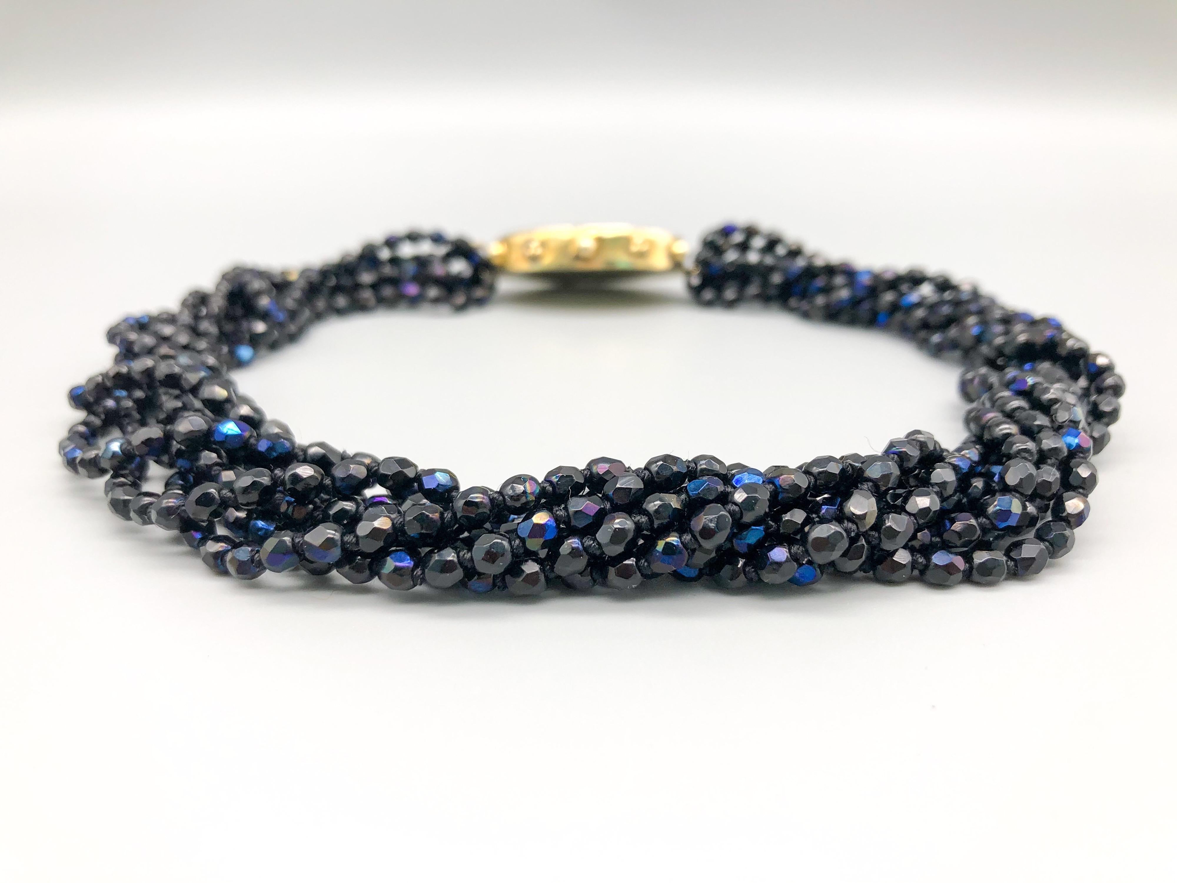 A.Jeschel 8 Strand romantic twisted vintage Jet beads. In New Condition For Sale In Miami, FL