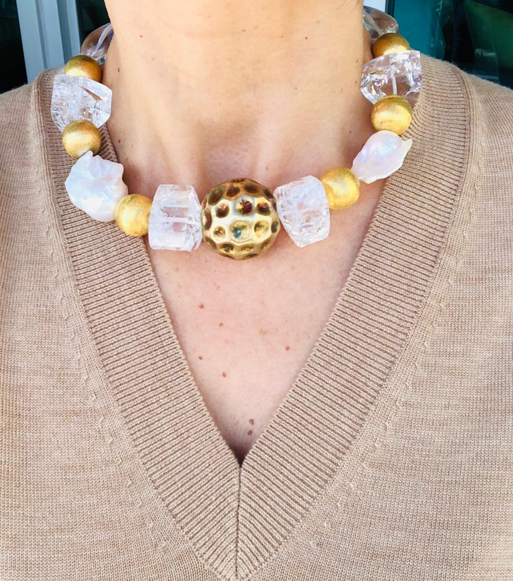 A.Jeschel A masterpiece big and bold Crystal and Baroque Pearl necklace. For Sale 6