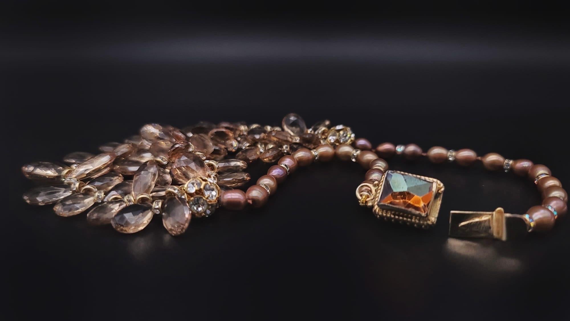 A.Jeschel A dramatic mix of faceted champagne quartz necklace For Sale 5