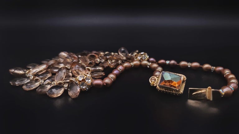 A.Jeschel A dramatic mix of faceted champagne quartz necklace For Sale ...