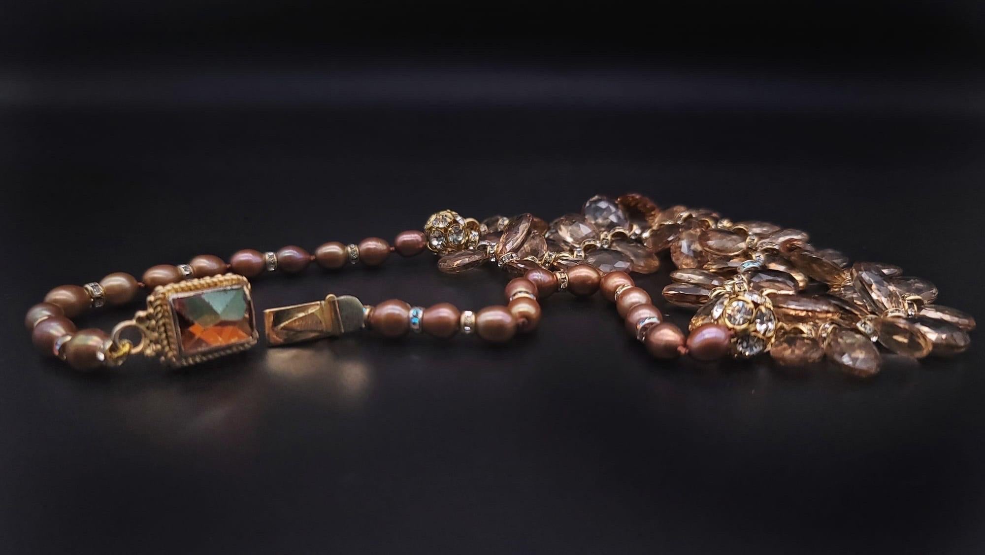 A.Jeschel Collana di lusso con quarzo champagne sfaccettato e perle. in vendita 6