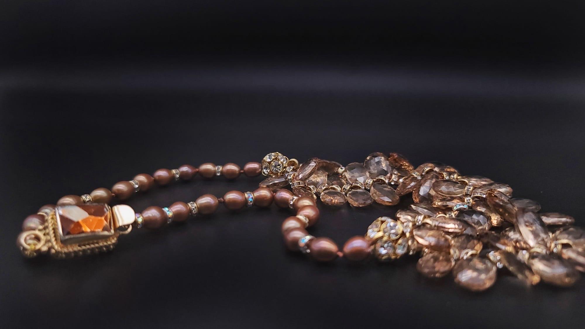 A.Jeschel A dramatic mix of faceted champagne quartz necklace For Sale 3
