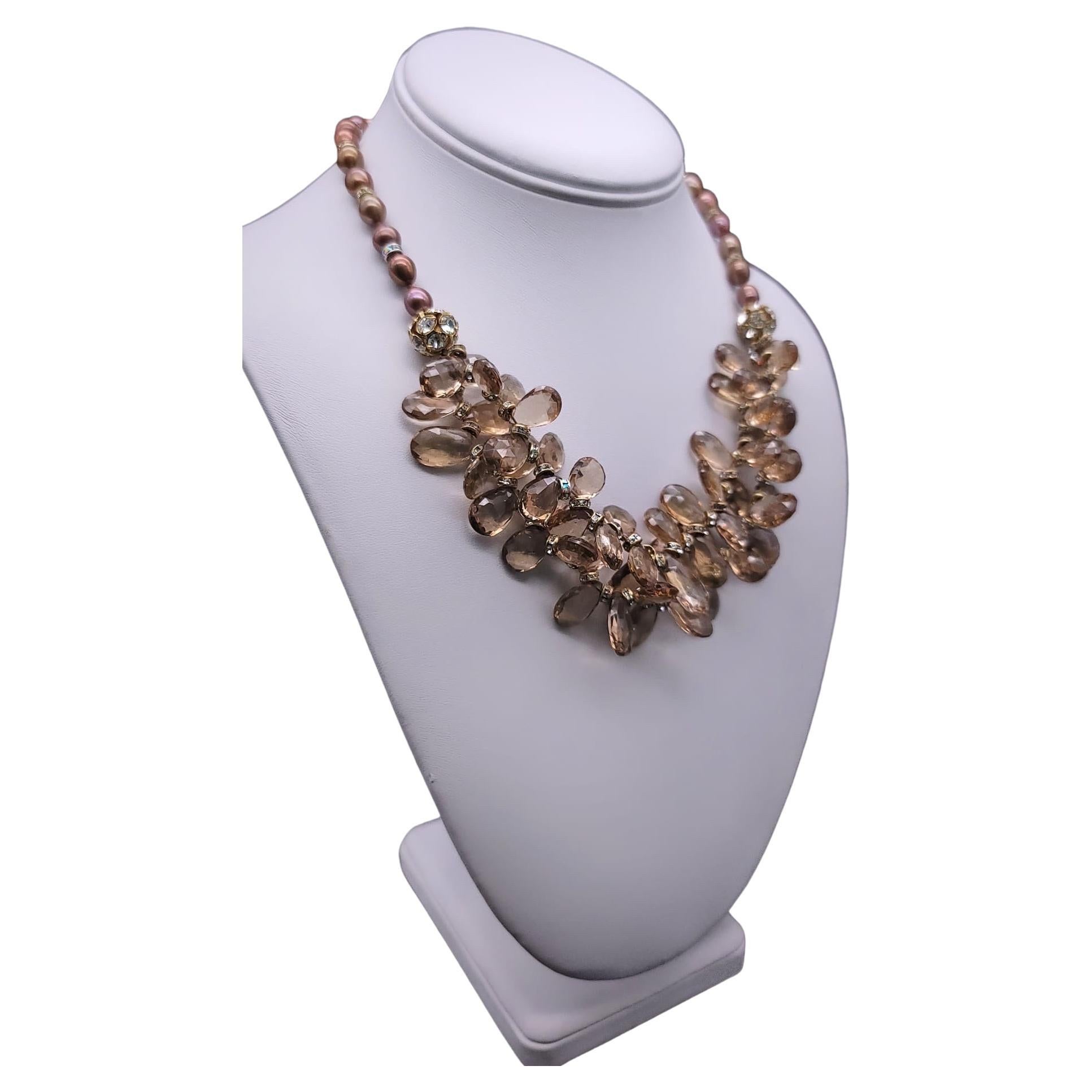 A.Jeschel A dramatic mix of faceted champagne quartz necklace