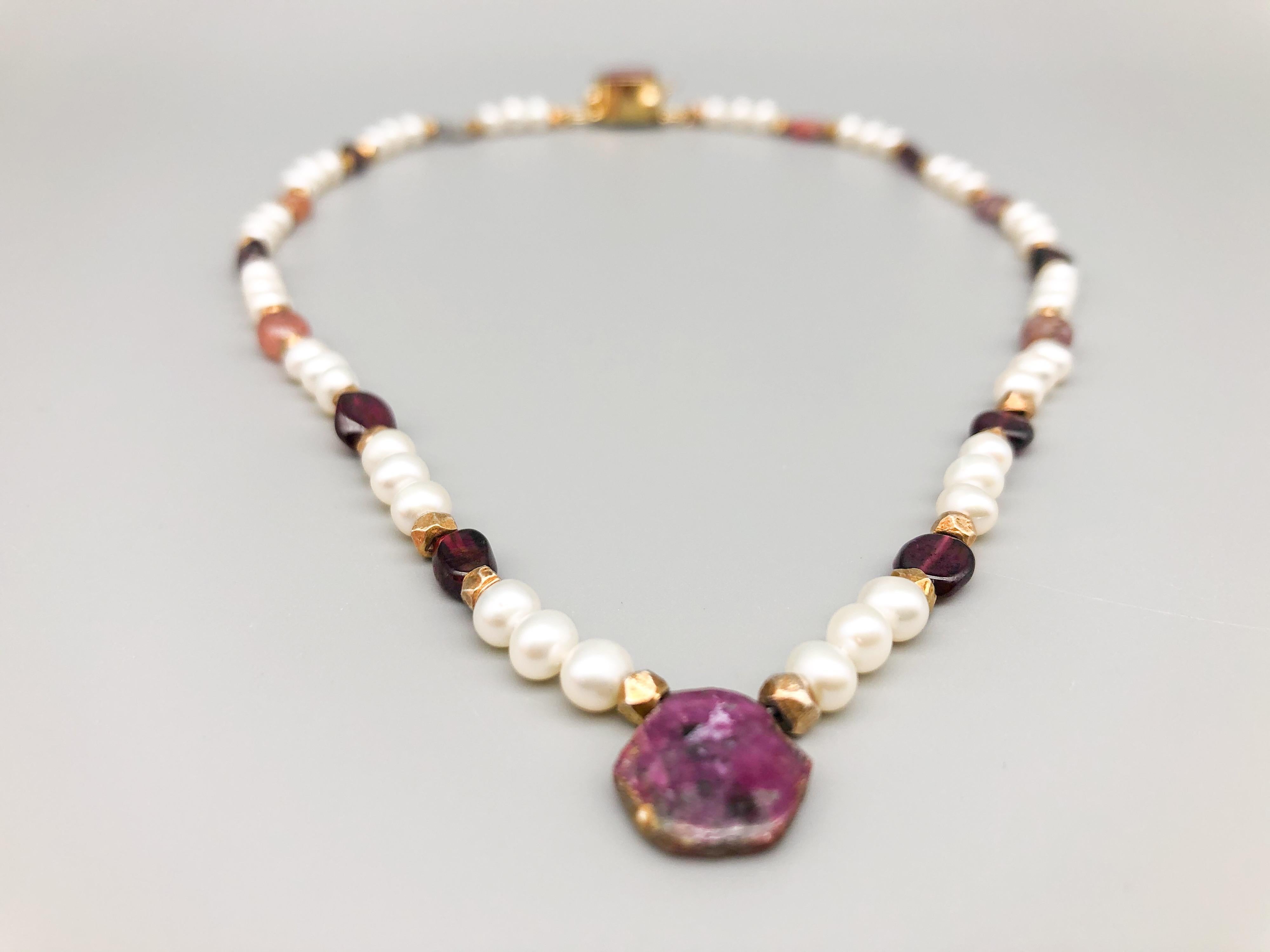Contemporary A.Jeschel A Ruby and Pearl necklace for your little princess.