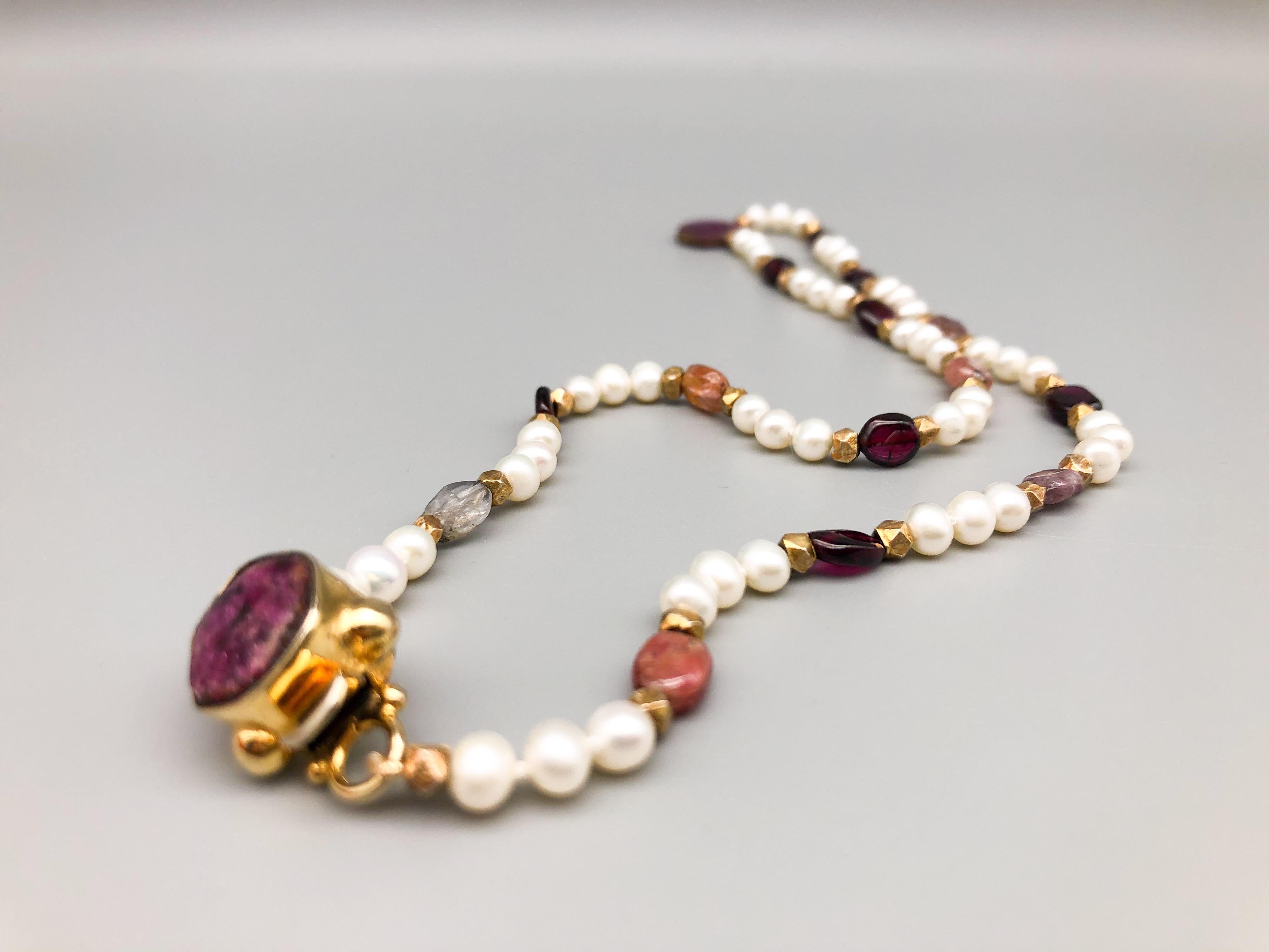 Mixed Cut A.Jeschel A Ruby and Pearl necklace for your little princess.