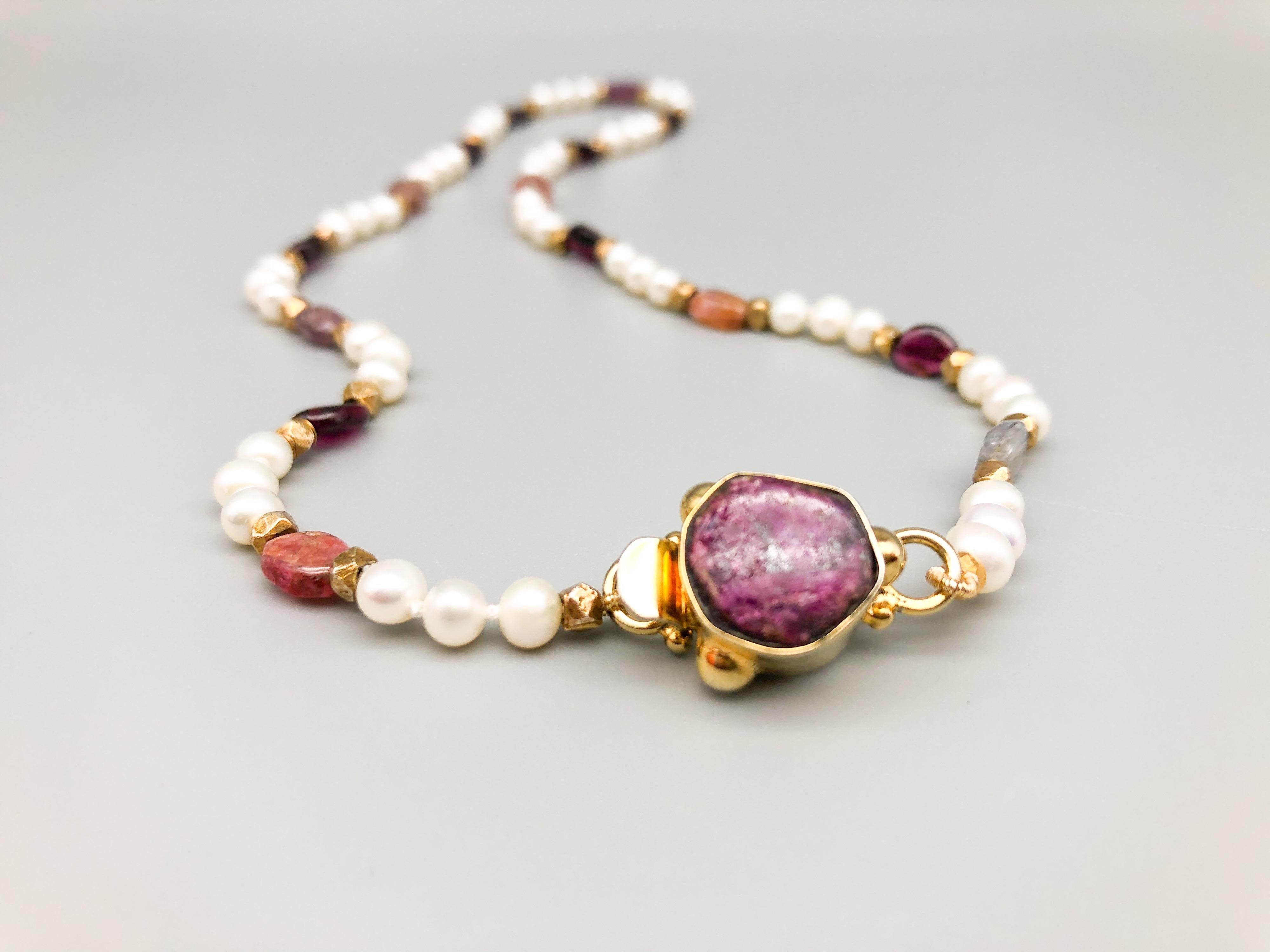 Women's A.Jeschel A Ruby and Pearl necklace for your little princess.
