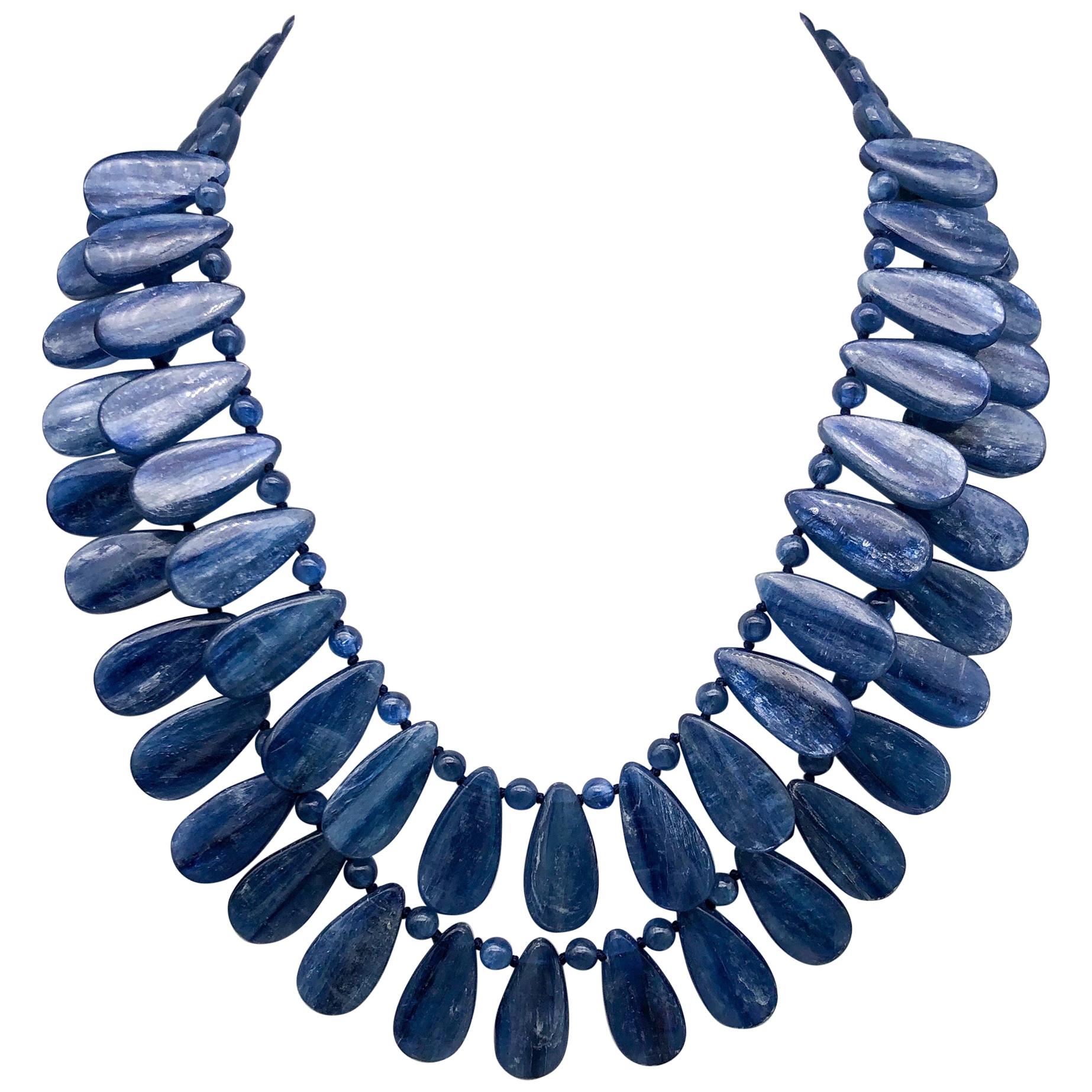 A.Jeschel A True Blue Kyanite 2 Strand Necklace. For Sale