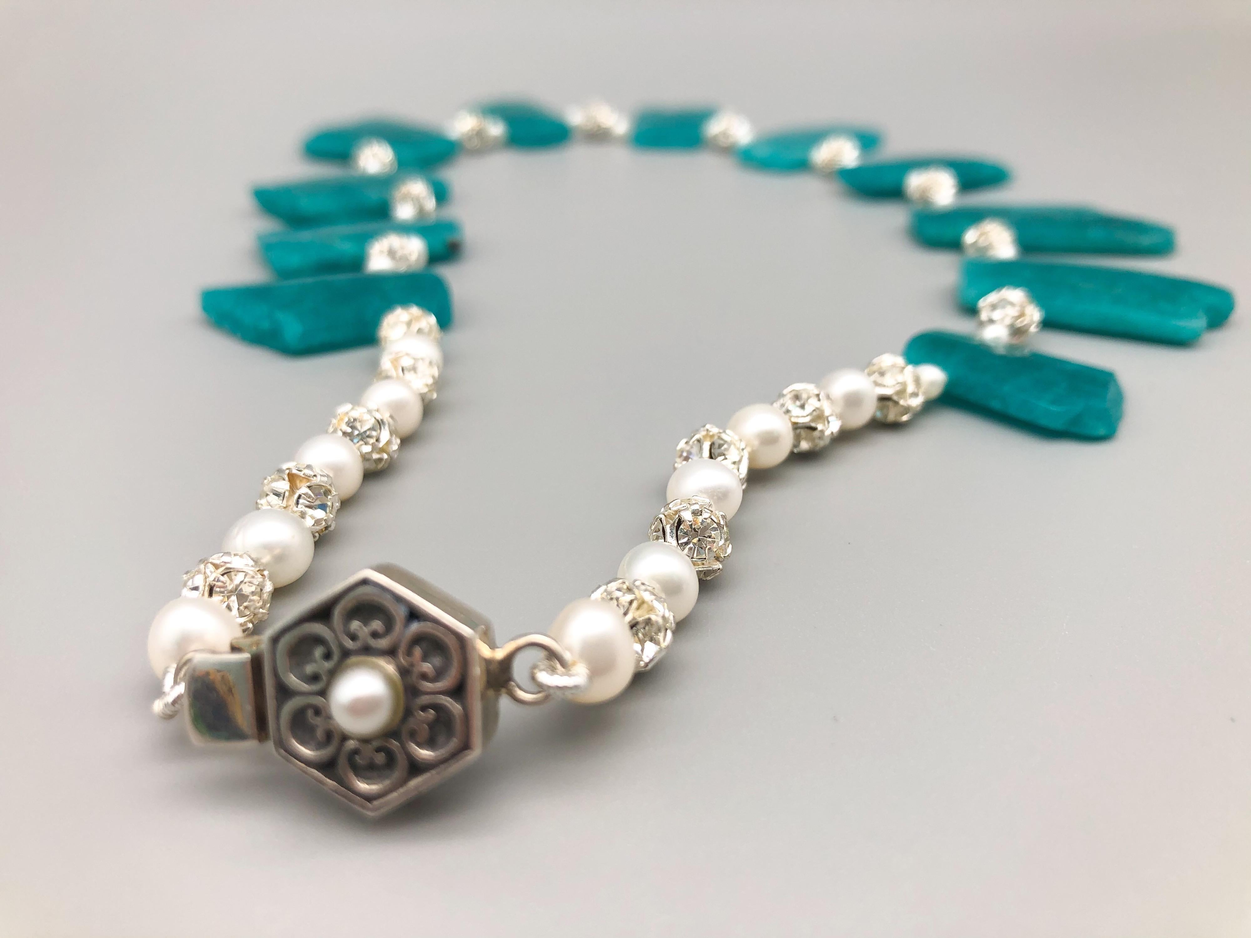 Women's A.Jeschel  Amazonite mixed with seed Pearls in an ultra-feminine necklace For Sale
