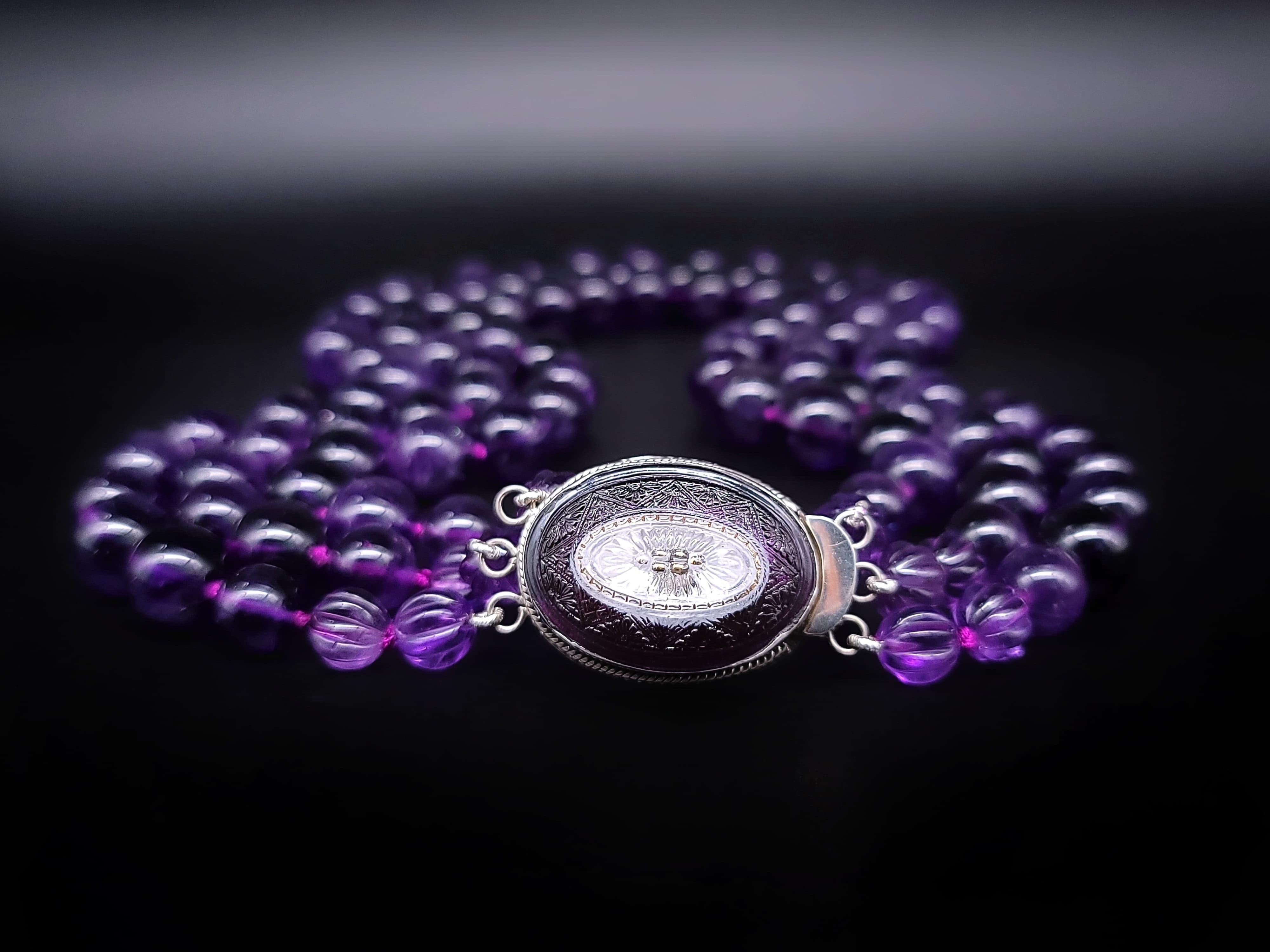 A.Jeschel  Amethyst necklace with a Vintage Venetian glass clasp. 7