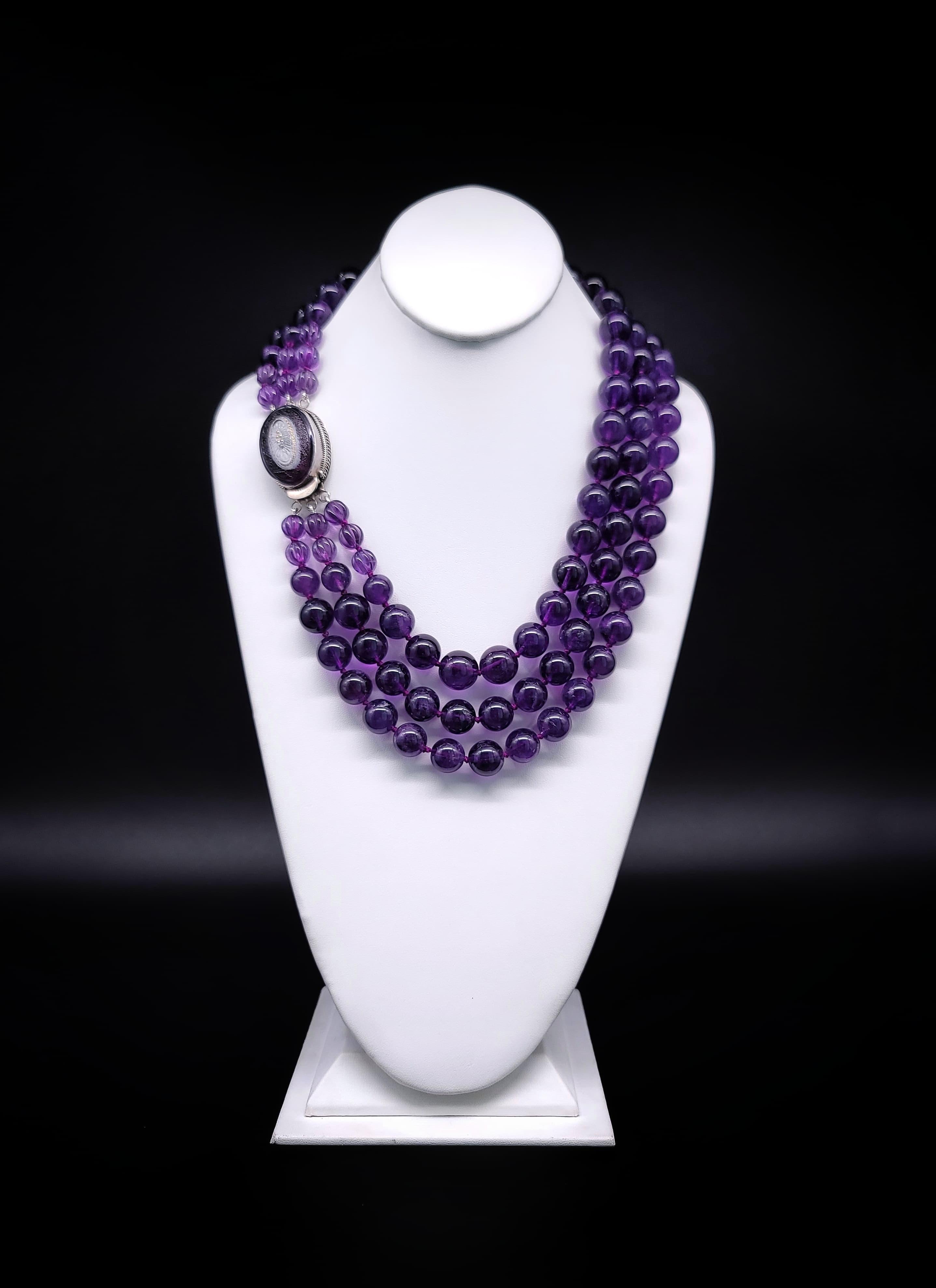 A.Jeschel  Amethyst necklace with a Vintage Venetian glass clasp. 8