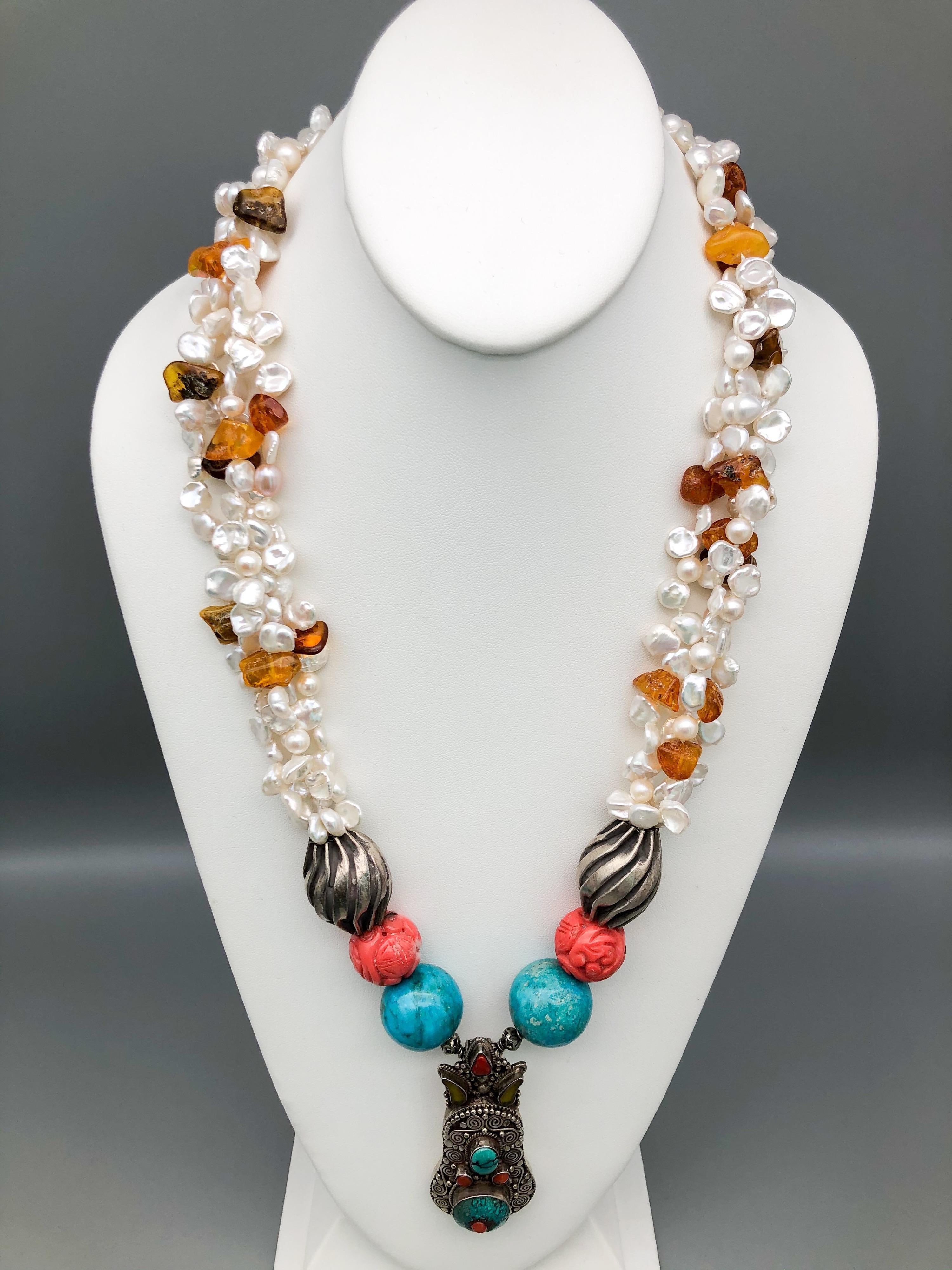 amber and pearl necklace