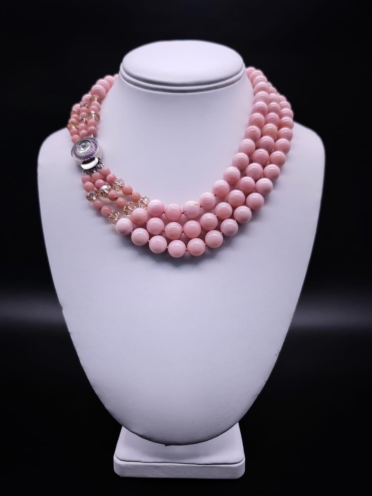 A.Jeschel An Elegant Pink Opal necklace. For Sale 4