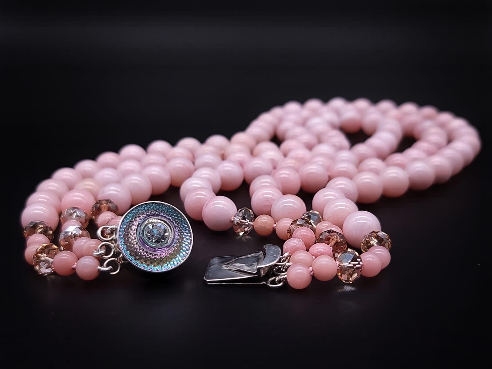 A.Jeschel Eine elegante rosa Opal-Halskette. im Angebot 10