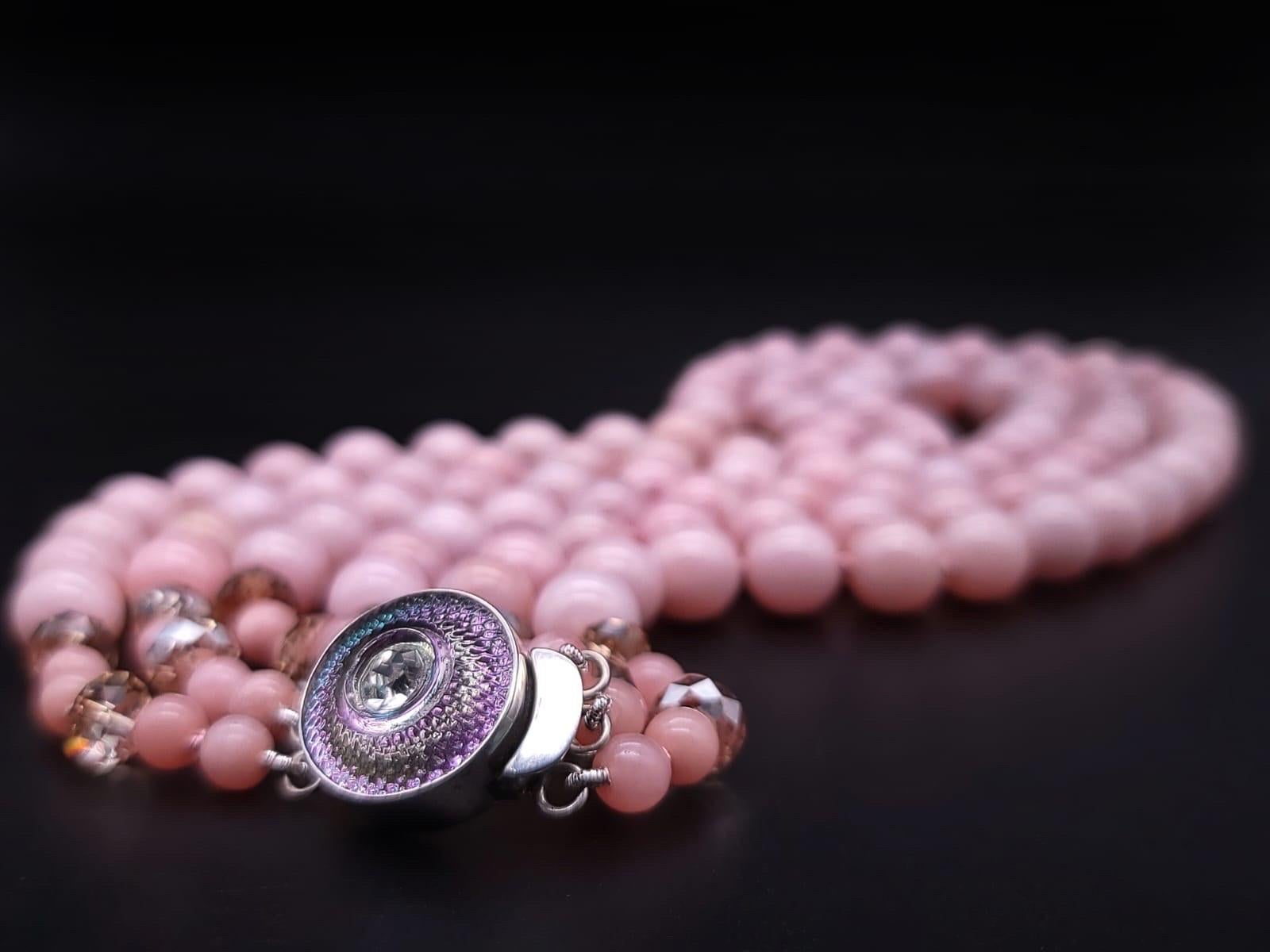 Bead A.Jeschel An Elegant Pink Opal necklace. For Sale