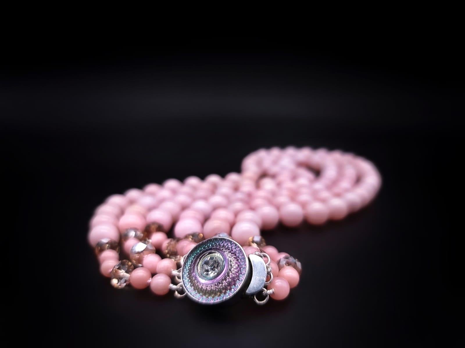 A.Jeschel An Elegant Pink Opal necklace. For Sale 1