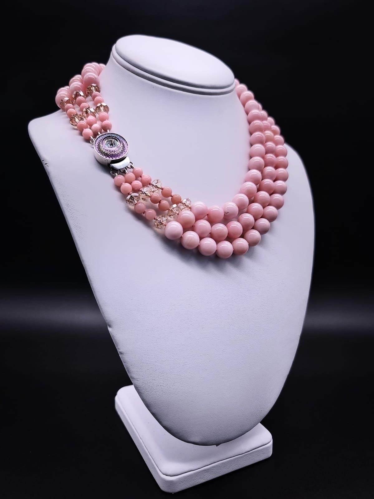 A.Jeschel An Elegant Pink Opal necklace. For Sale 2