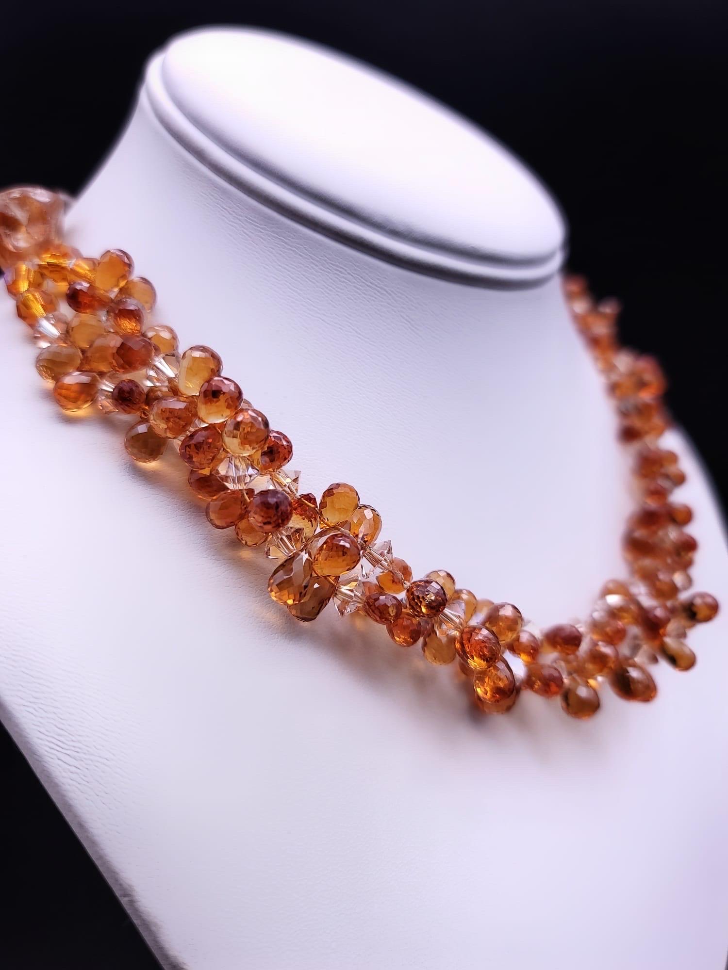 Mixed Cut A.Jeschel An exceptionally flattering Topaz necklace.  For Sale