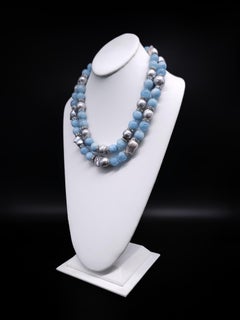 A.Jeschel Aquamarine and Baroque Grey Pearls necklace.