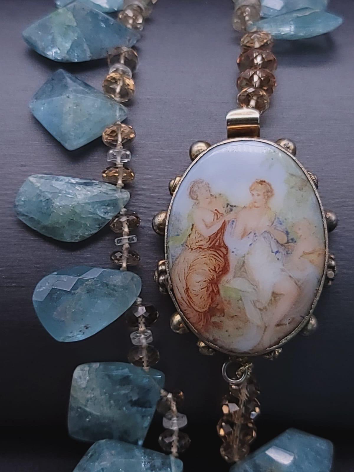 A.Jeschel Acquamarina e cristalli Swarovski si mescolano in una collana di grande effetto. in vendita 5