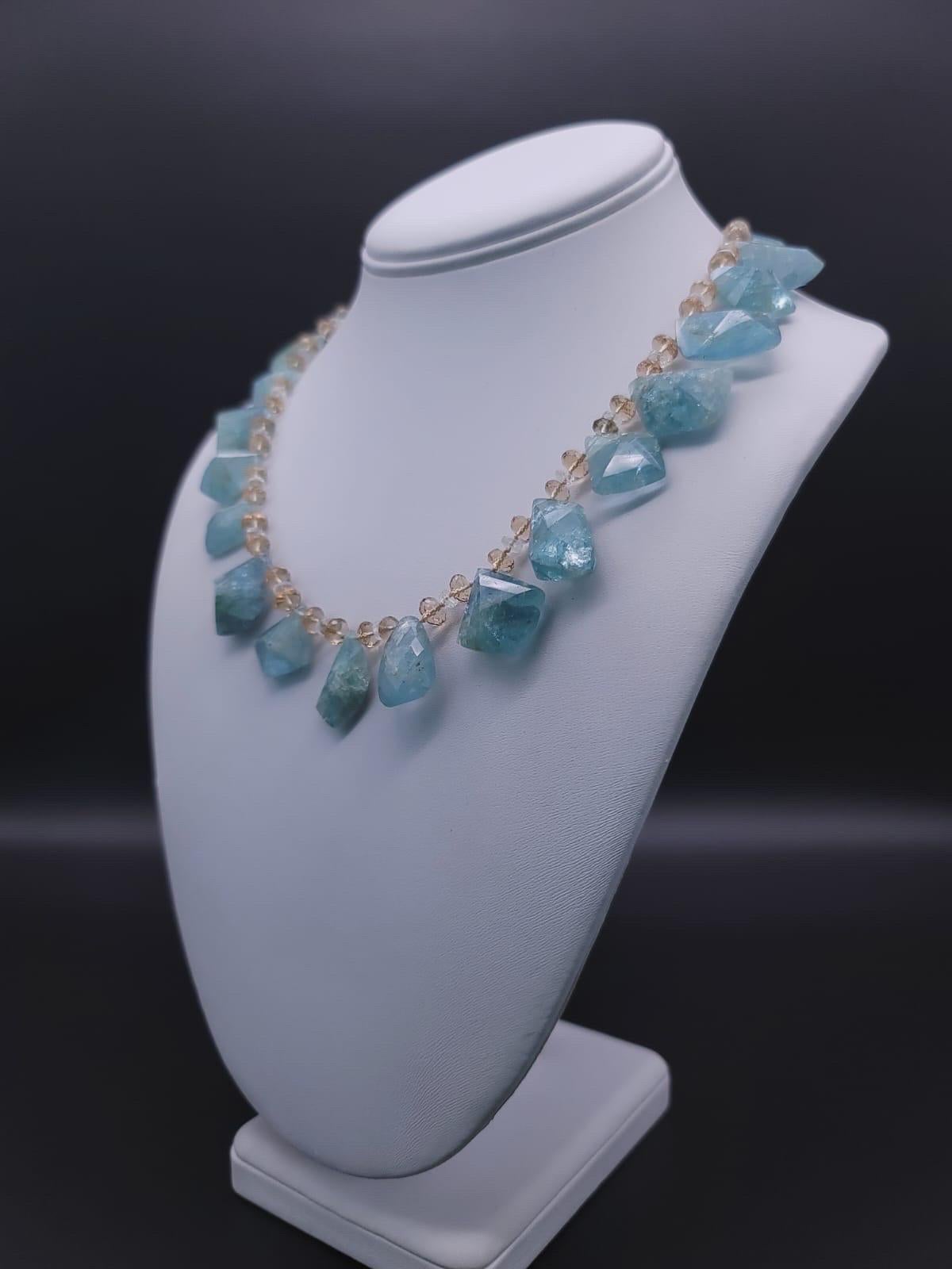A.Jeschel Aquamarine and Swarovski Crystal richly mixed in a flattering necklace For Sale 7