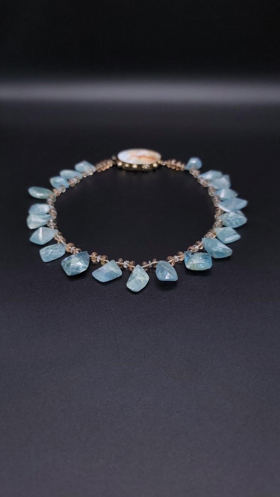 A.Jeschel Aquamarine and Swarovski Crystal richly mixed in a flattering necklace For Sale 10