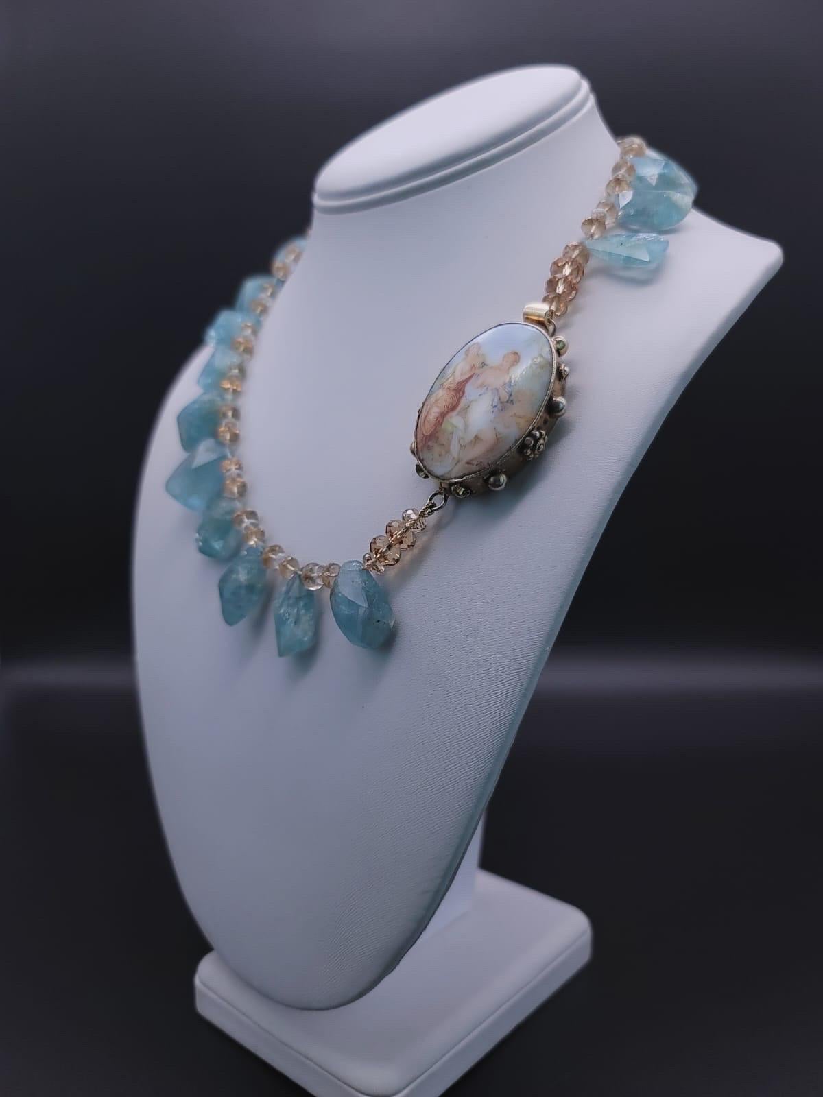 A.Jeschel Aquamarine and Swarovski Crystal richly mixed in a flattering necklace For Sale 11