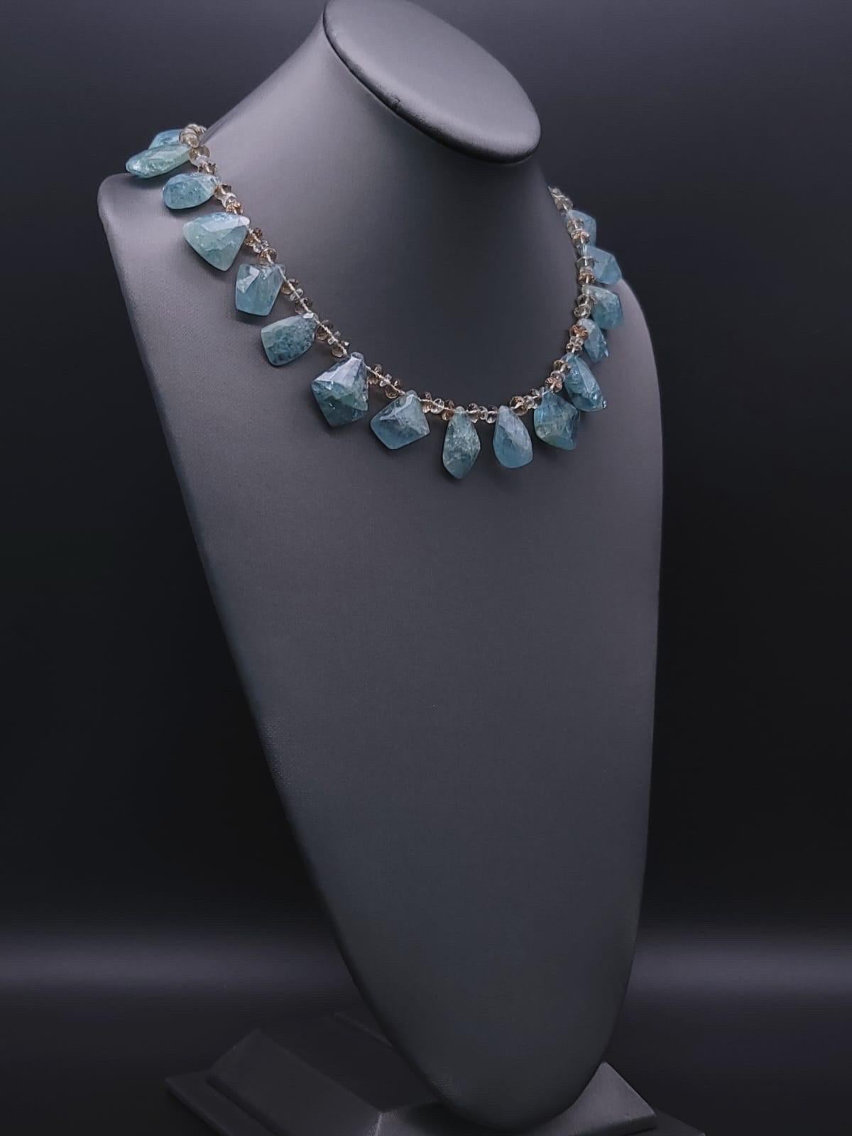 A.Jeschel Aquamarine and Swarovski Crystal richly mixed in a flattering necklace For Sale 12