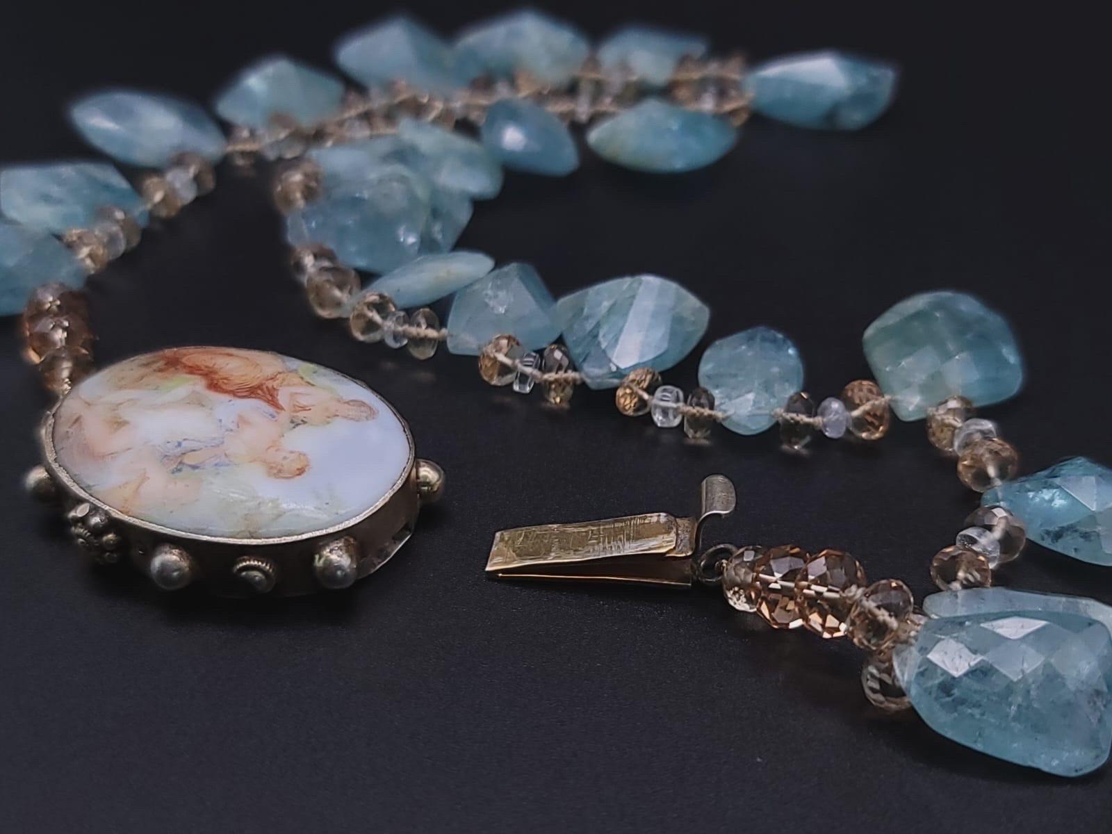 A.Jeschel Acquamarina e cristalli Swarovski si mescolano in una collana di grande effetto. in vendita 10