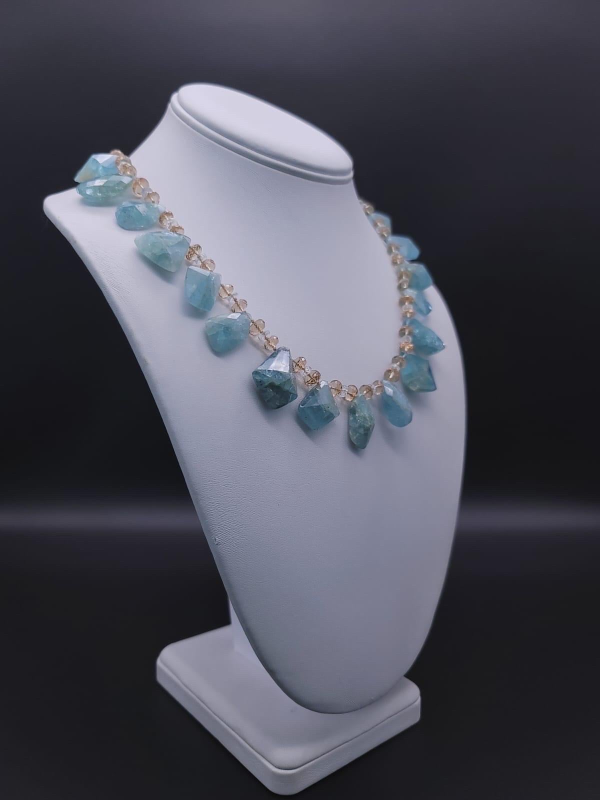 Unico nel suo genere

L'acquamarina e i cristalli Swarovski si mescolano in una collana super elegante. Le pepite di acquamarina tagliate e lucidate sono separate da topazi Swarovski collegati da una placca vintage in porcellana di Limoges con