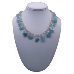 A.Jeschel Aquamarine and Swarovski Crystal richly mixed in a flattering necklace