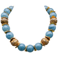 A.Jeschel Aquamarine Gumballs Look Spectacular Necklace