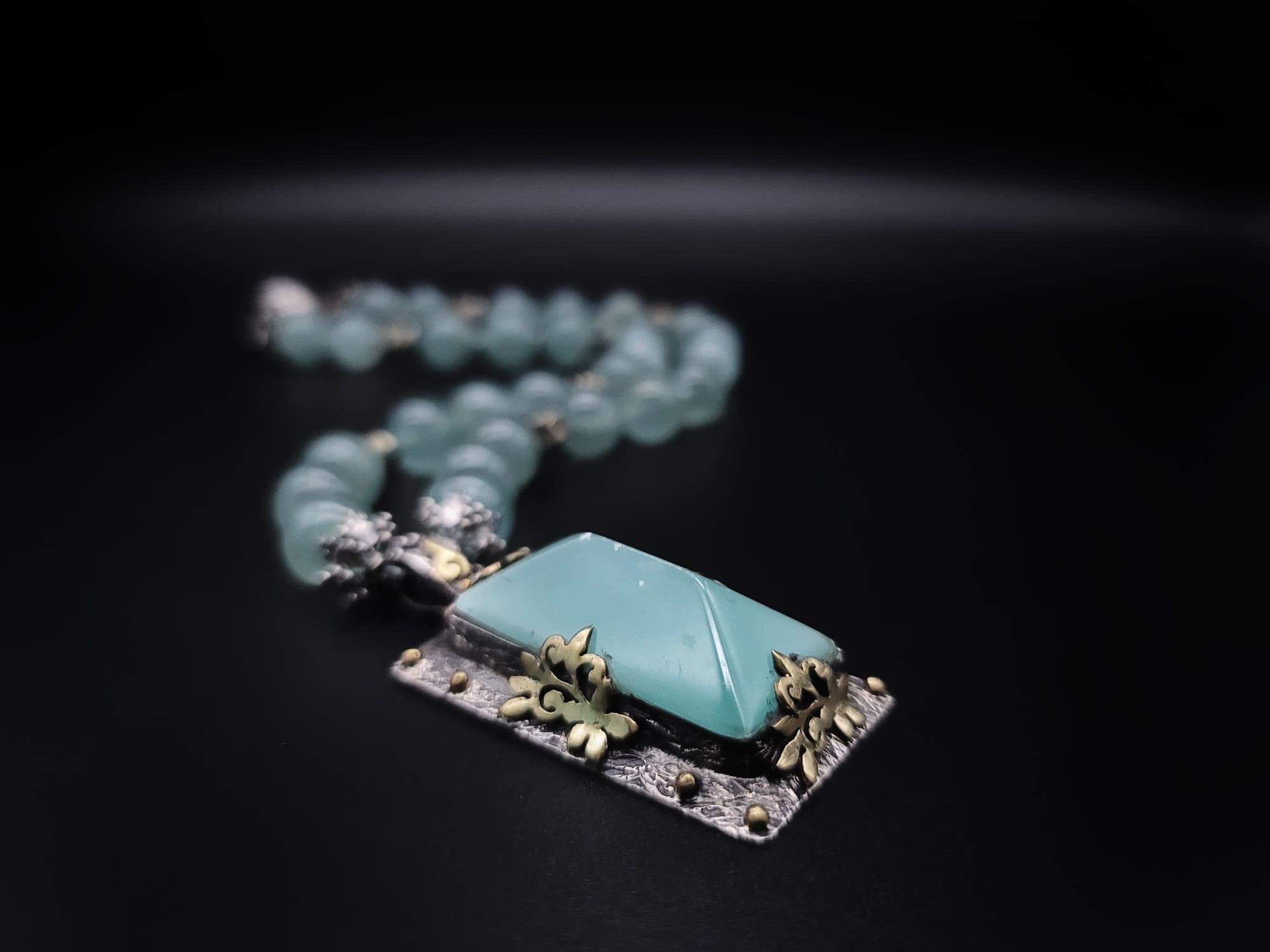 A.Jeschel Aquamarine necklace with a powerful pendant. For Sale 1