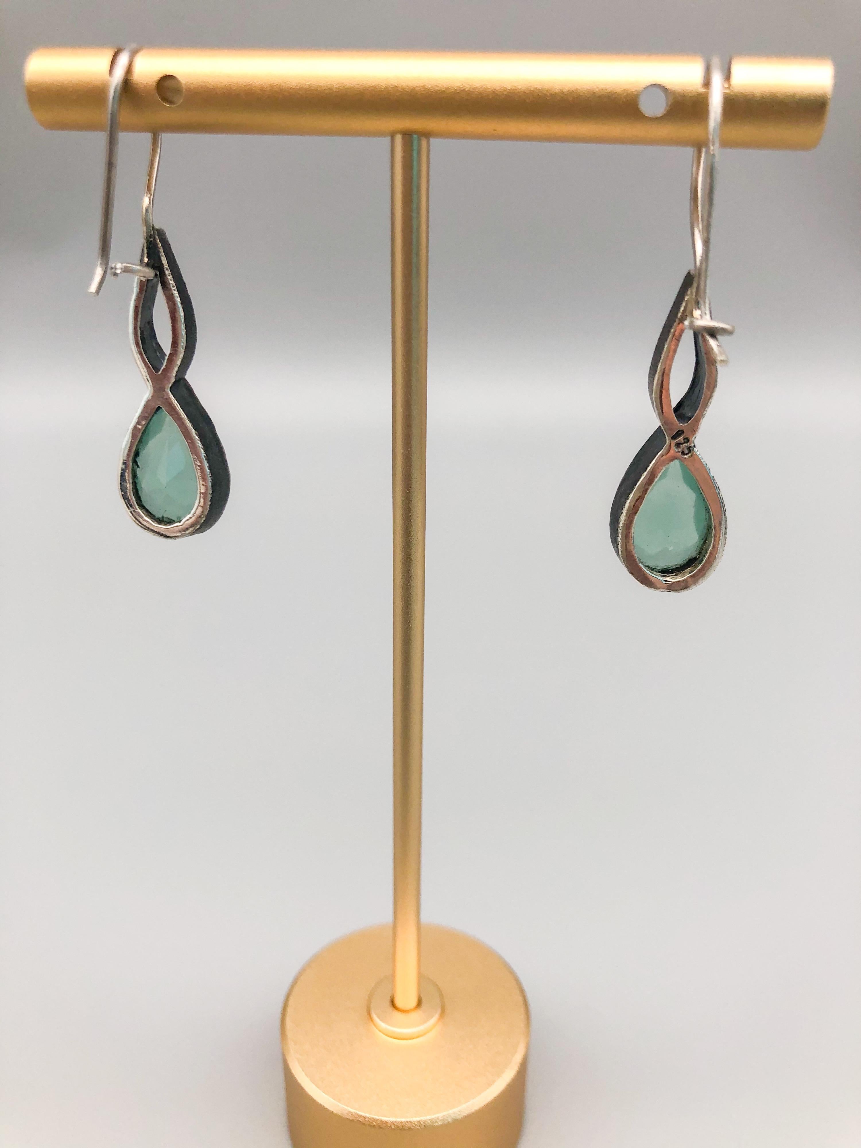 Bead A.Jeschel Aquamarine twisted drop earrings For Sale