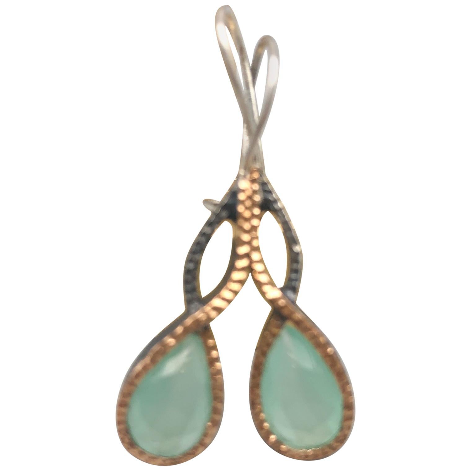 A.Jeschel Aquamarine twisted drop earrings For Sale